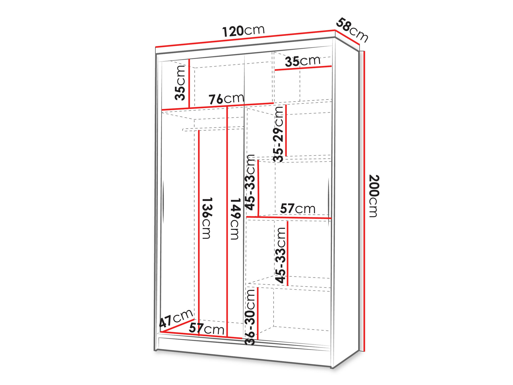 Gardróbszekrény Closico 150 (Fehér + Artisan tölgy)
