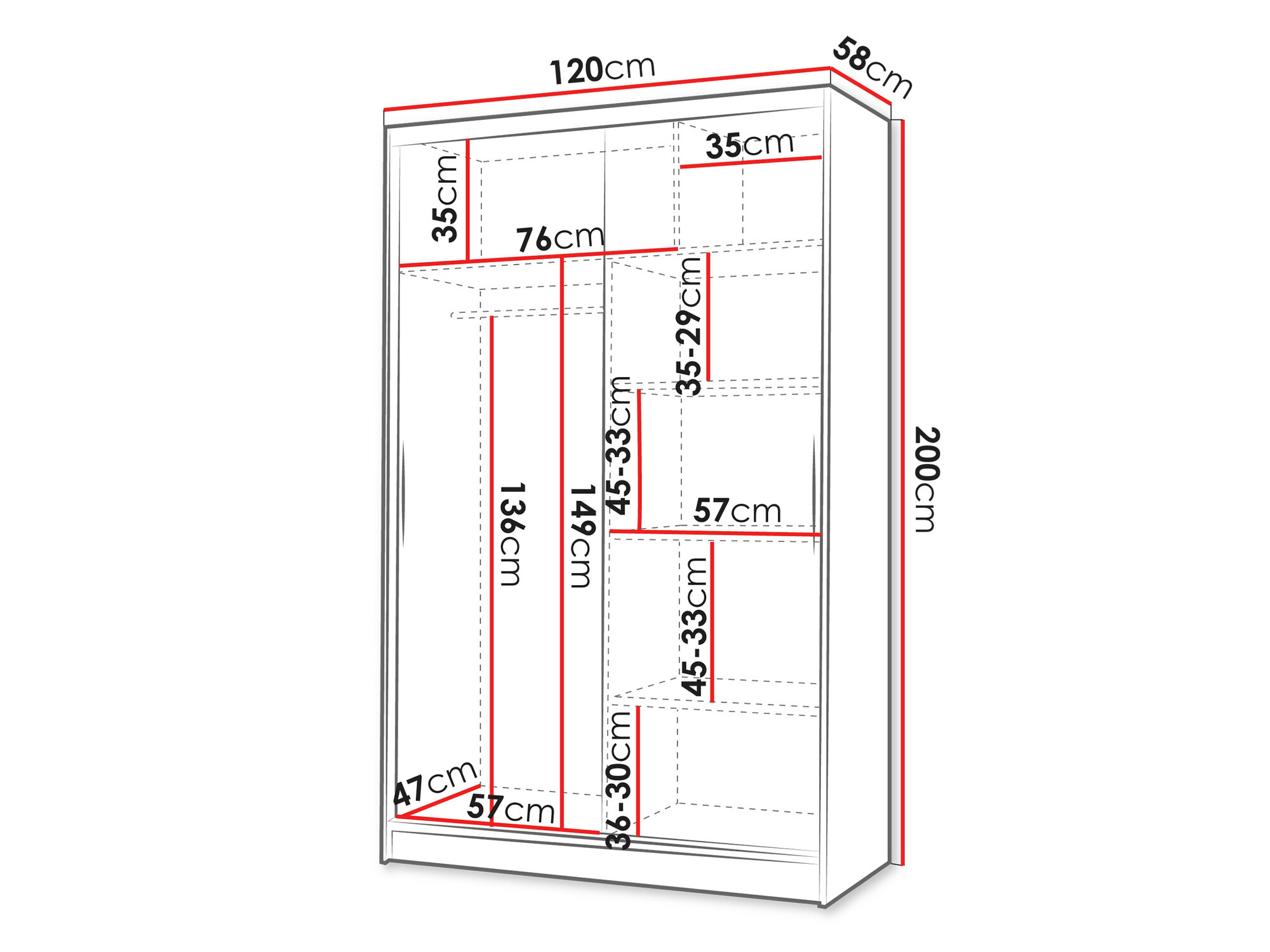 Gardróbszekrény Closico 147 (Fekete + Artisan tölgy)
