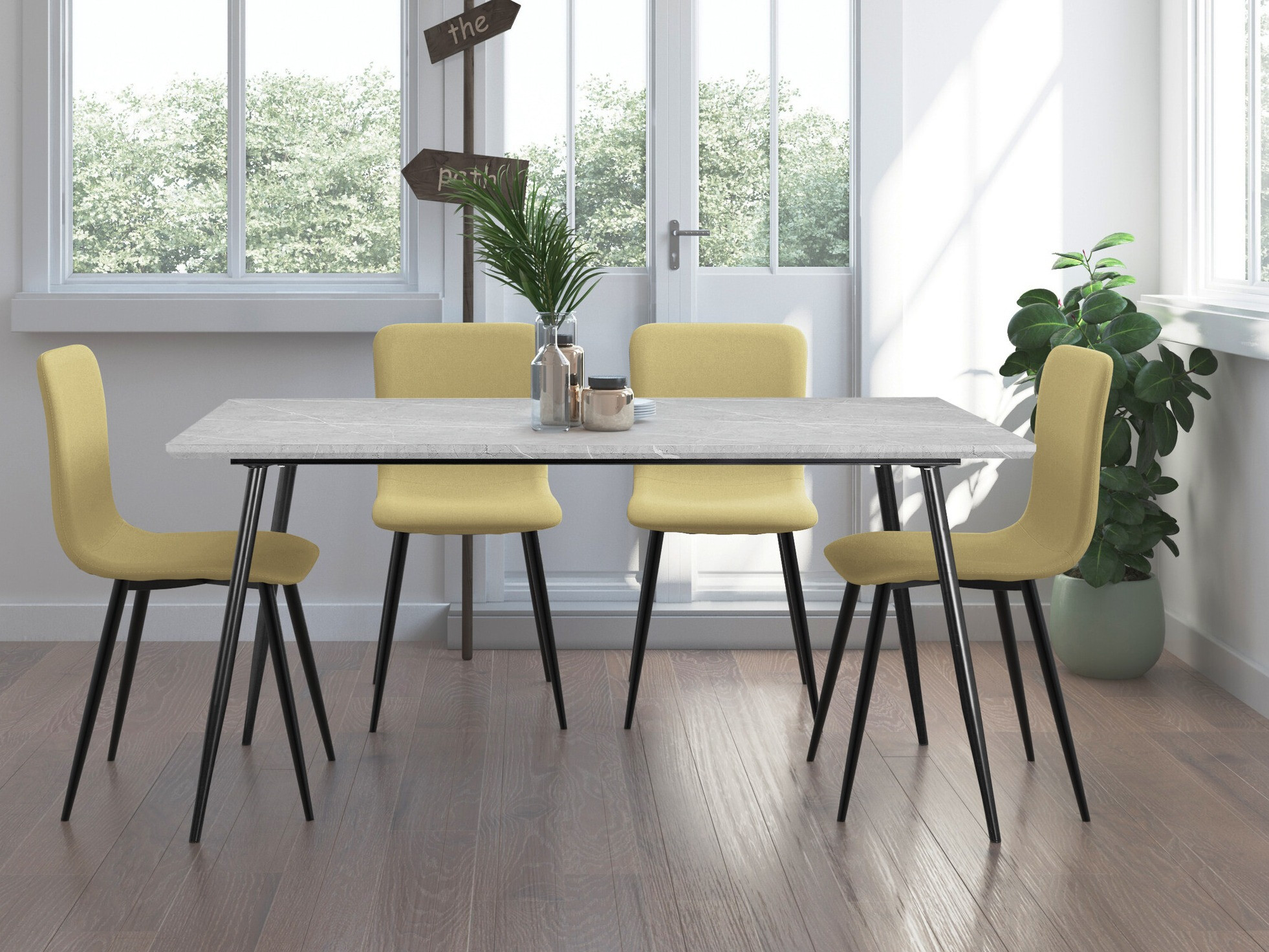 Asztal Denton 762 (Szürke márvány + Fekete)