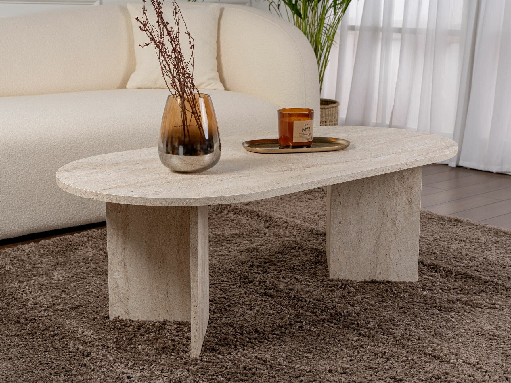 Dohányzóasztal Novato 111 (Könnyű travertin)