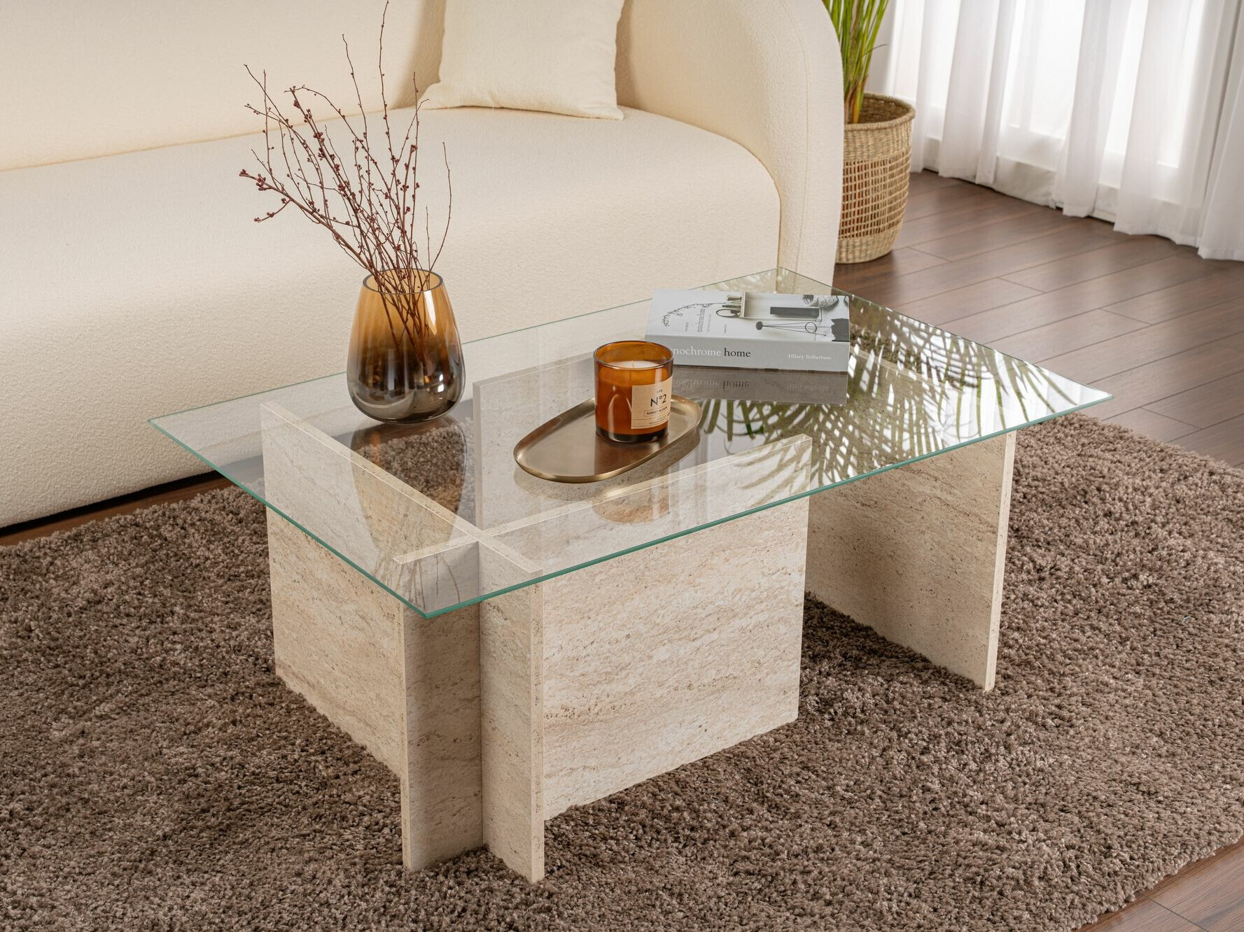 Dohányzóasztal Novato 112 (Könnyű travertin)