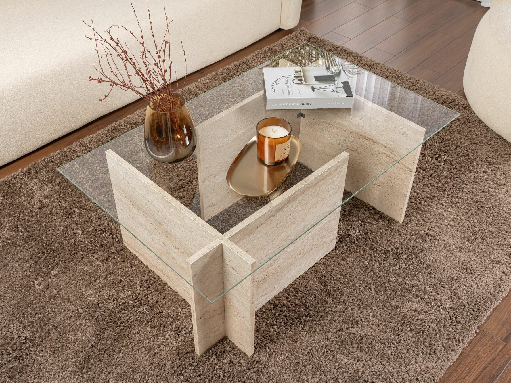 Dohányzóasztal Novato 112 (Könnyű travertin)