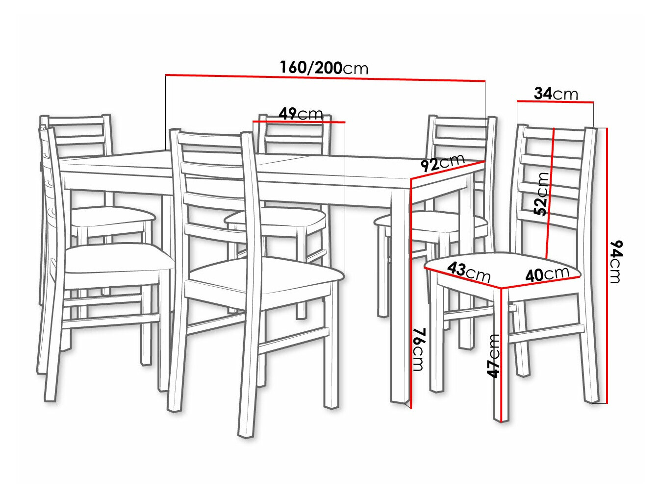 Étkezőgarnitúra Victorville 307 (Fehér)