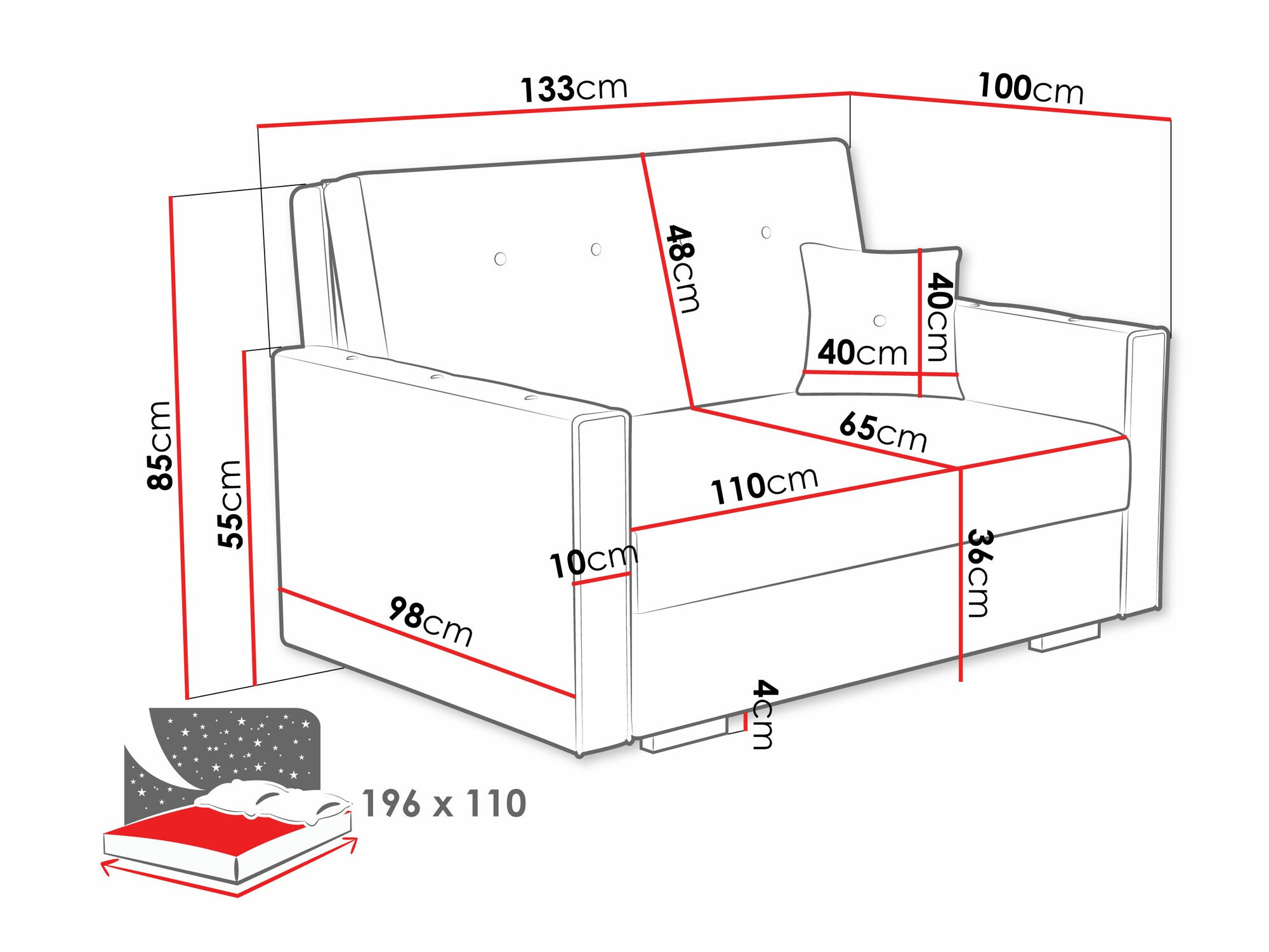 Kanapéágy Caelrin II (Coral 65)