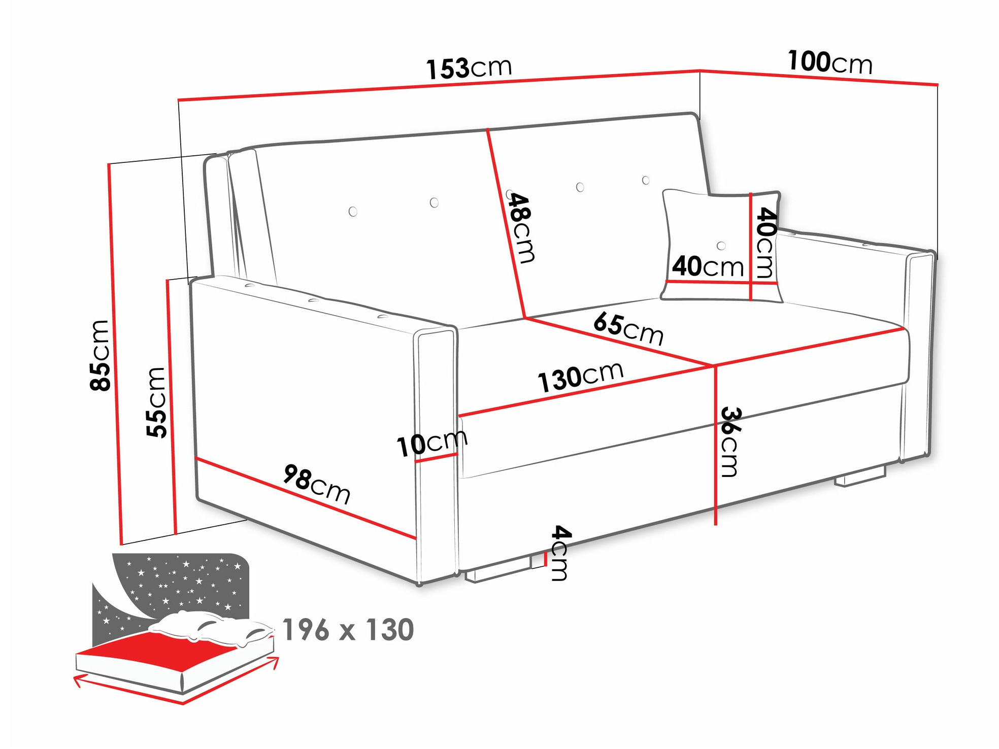 Kanapéágy Columbus 234 (Coral 15)