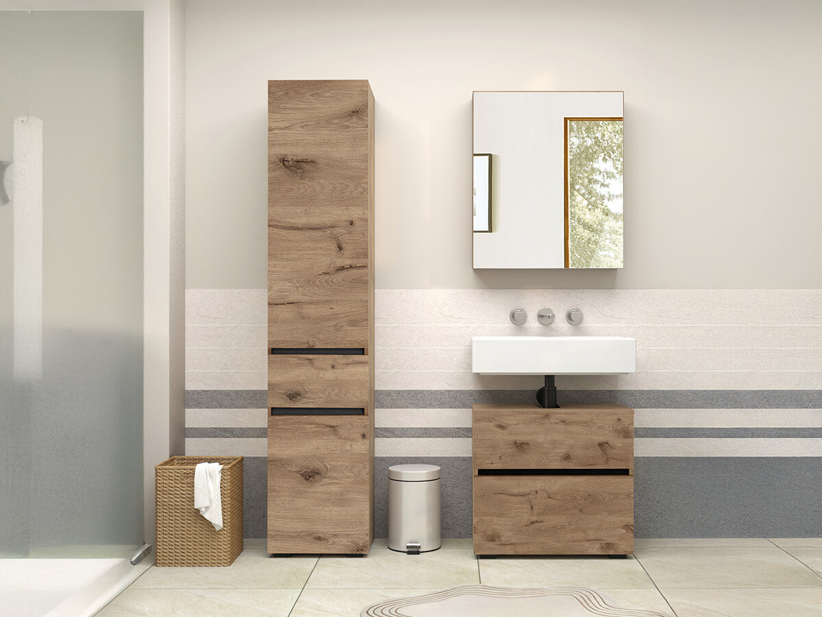 Álló fürdőszoba szekrény Soncamu 106 (Tölgy)