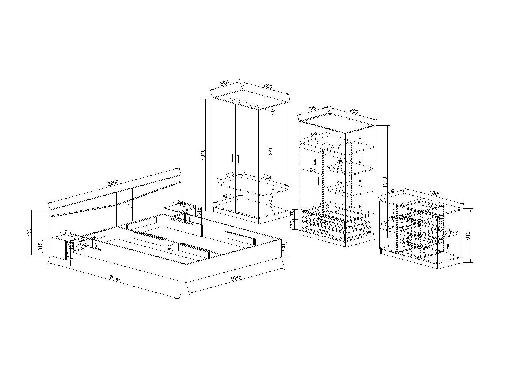 Hálószoba garnitúra Etfela 137 (Sonoma tölgy)