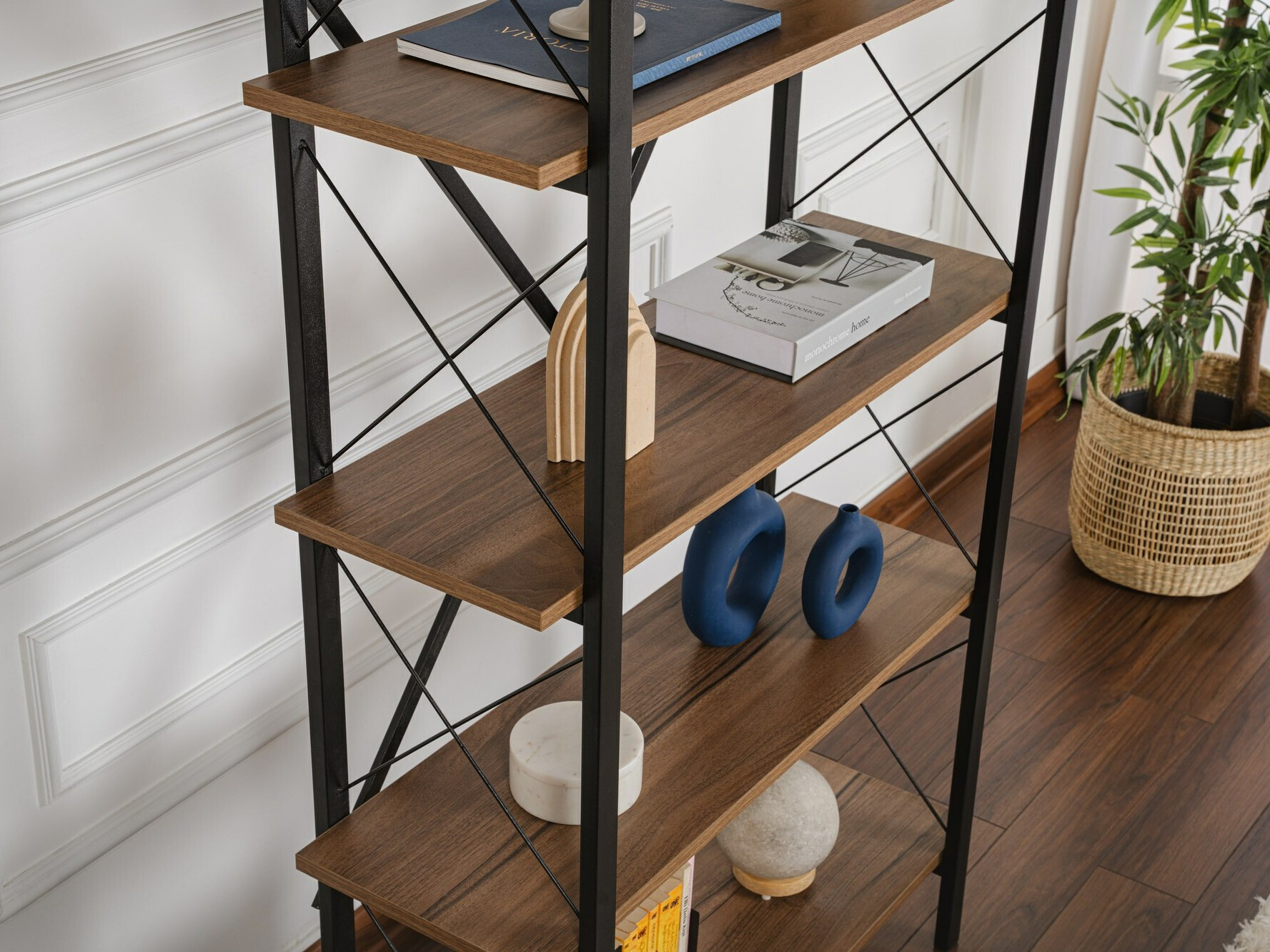 Könyvespolc Novato 115 (Dió + Fekete)