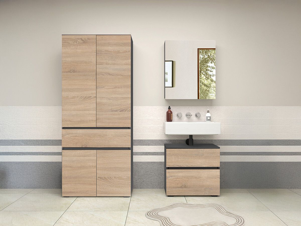 Mosdó alatti szekrény Soncamu 110 (Antracit + Tölgy)