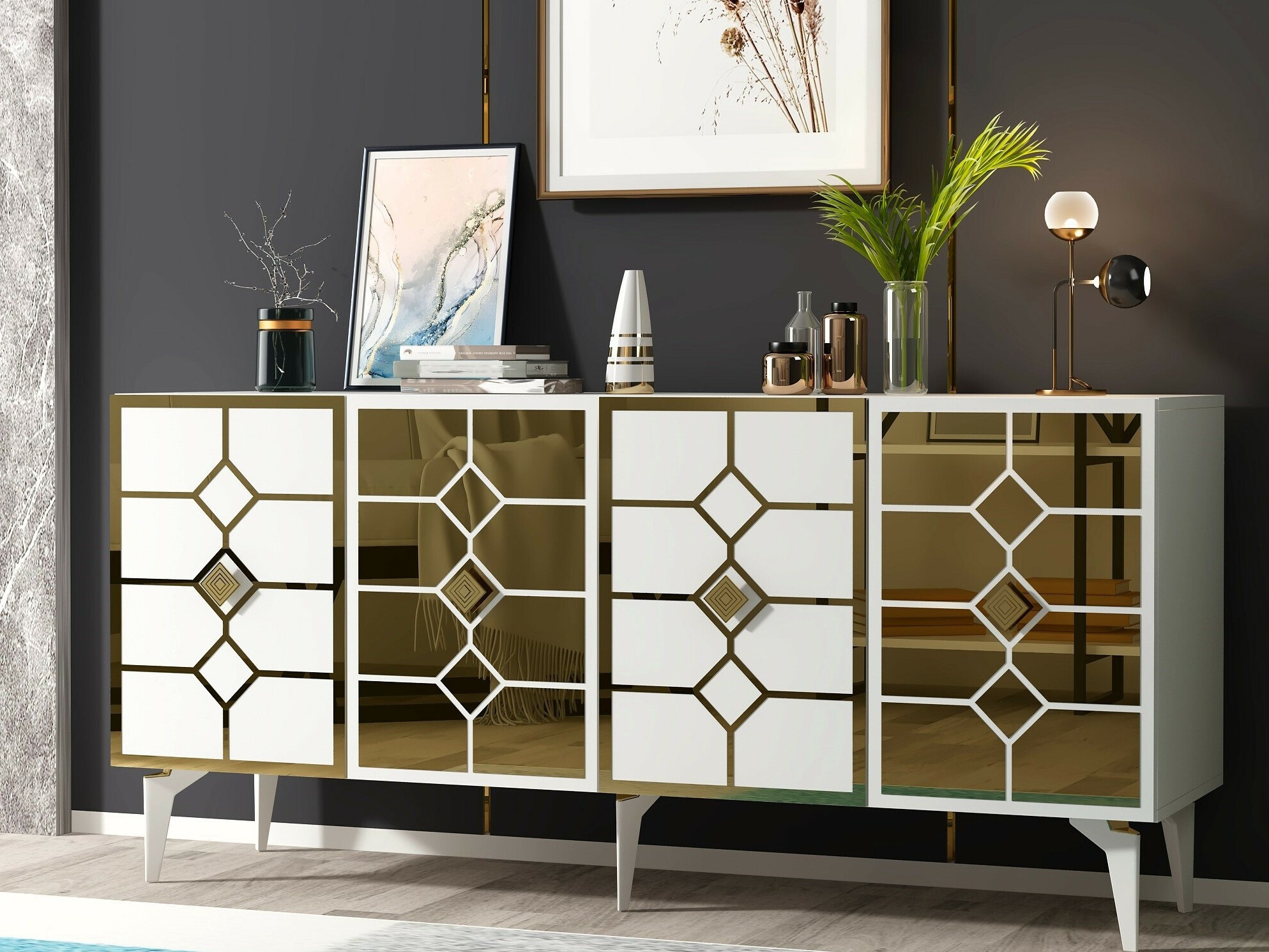 Szekrény Kailua 2403 (Fehér + Aranysárga)