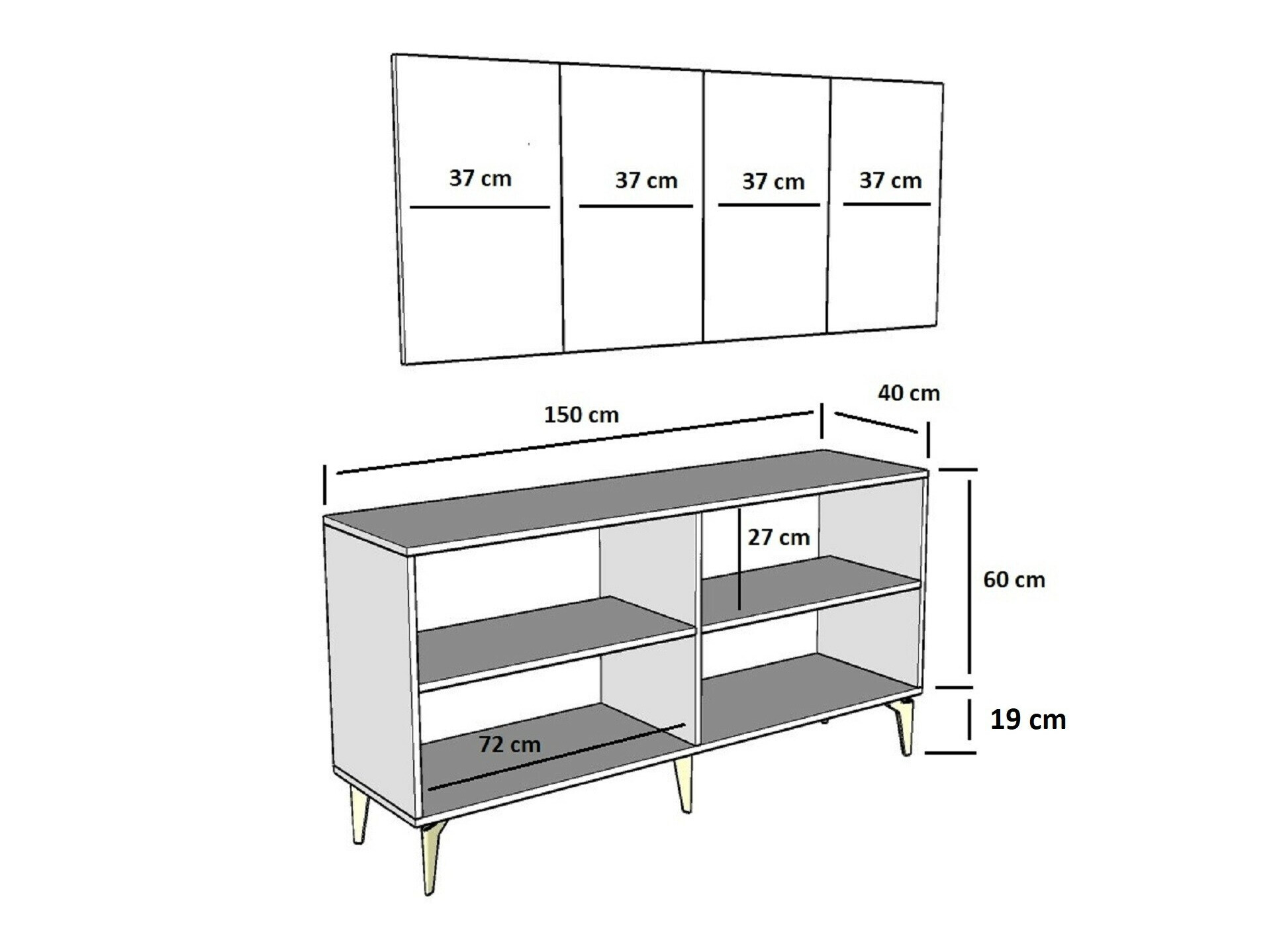 Szekrény Kailua 2403 (Fehér + Aranysárga)