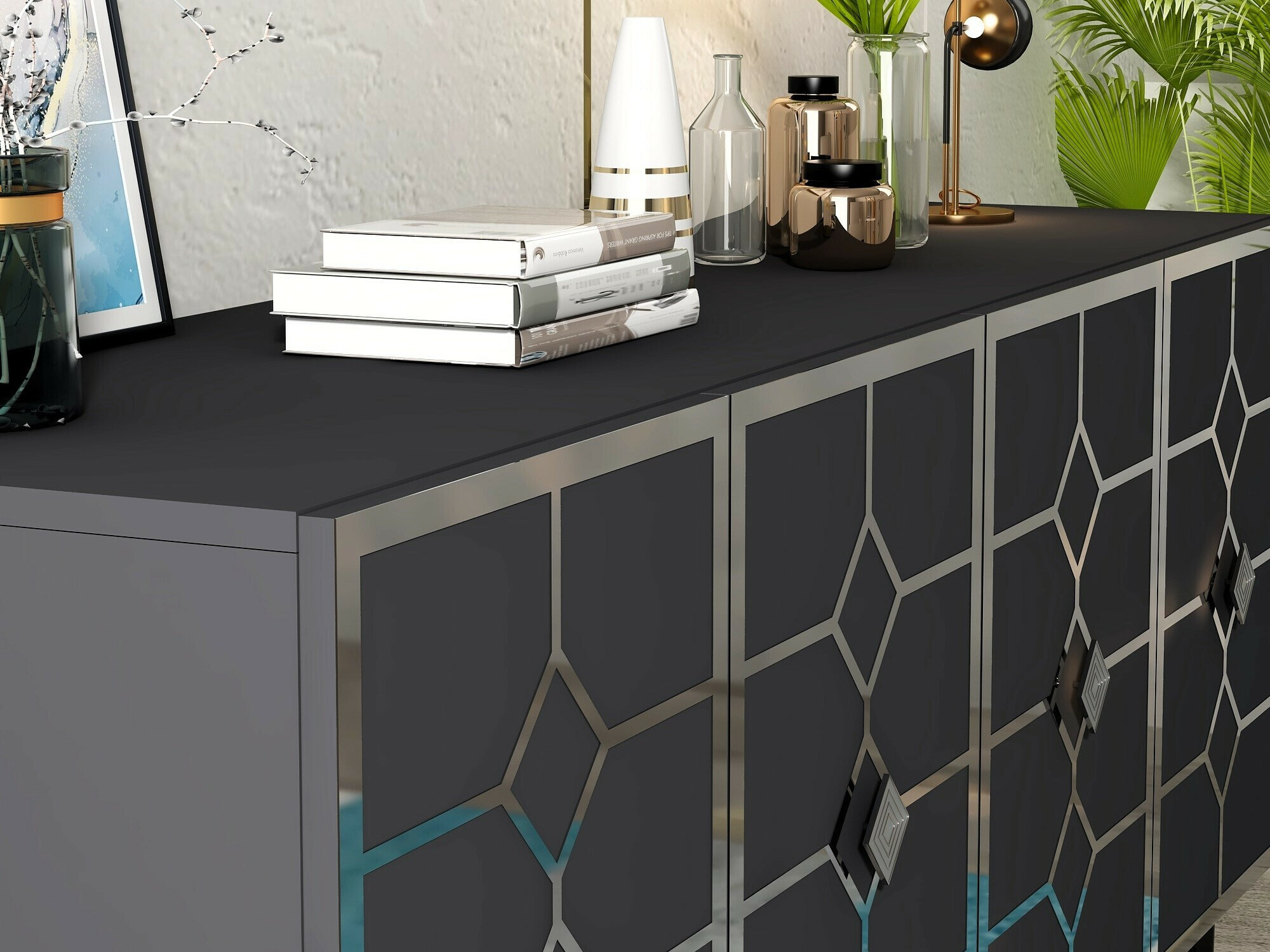 Szekrény Kailua 2404 (Antracit + Ezüst)