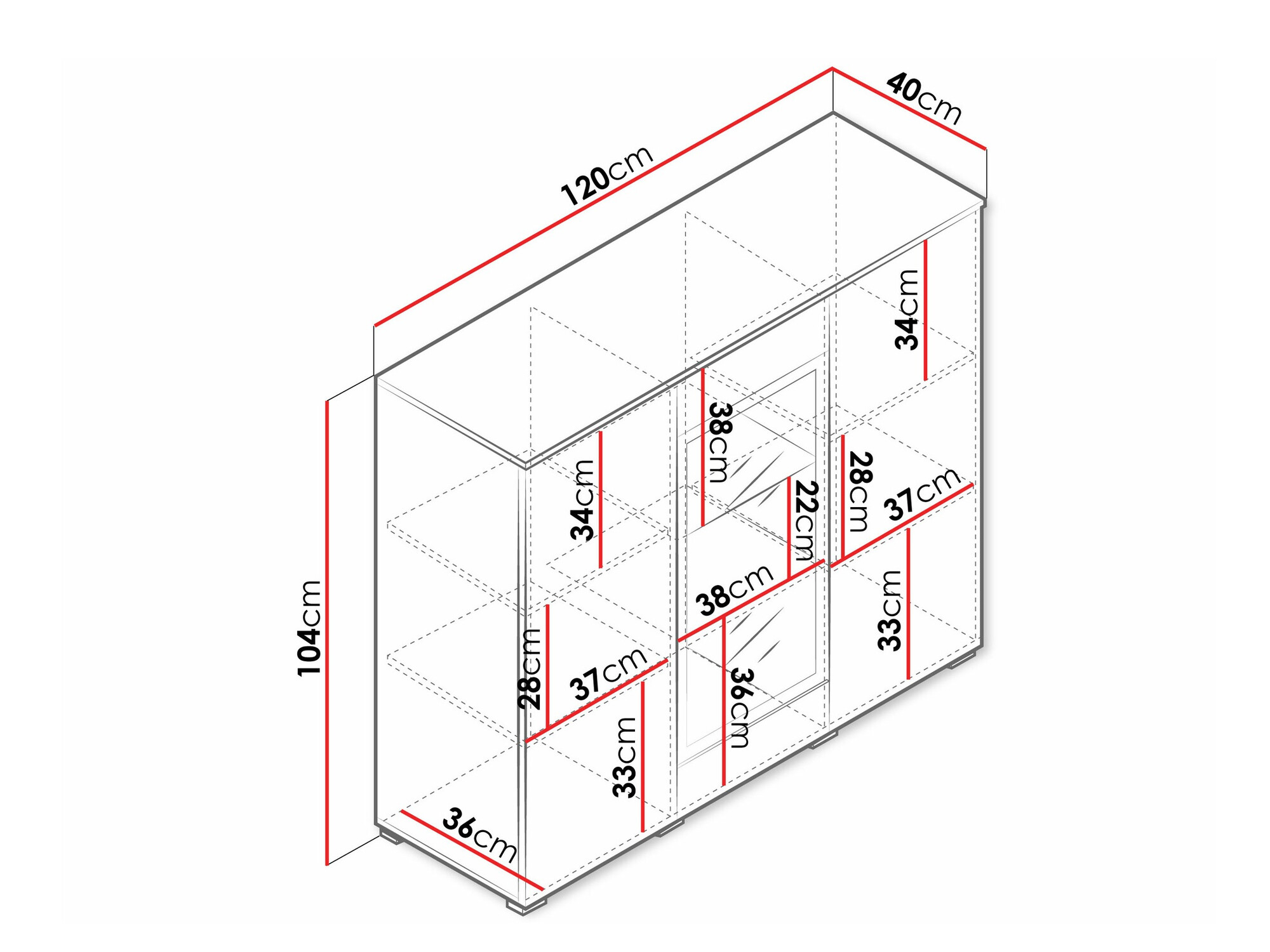 Szekrény Sarasota 186 (Fehér + Fényes fehér)