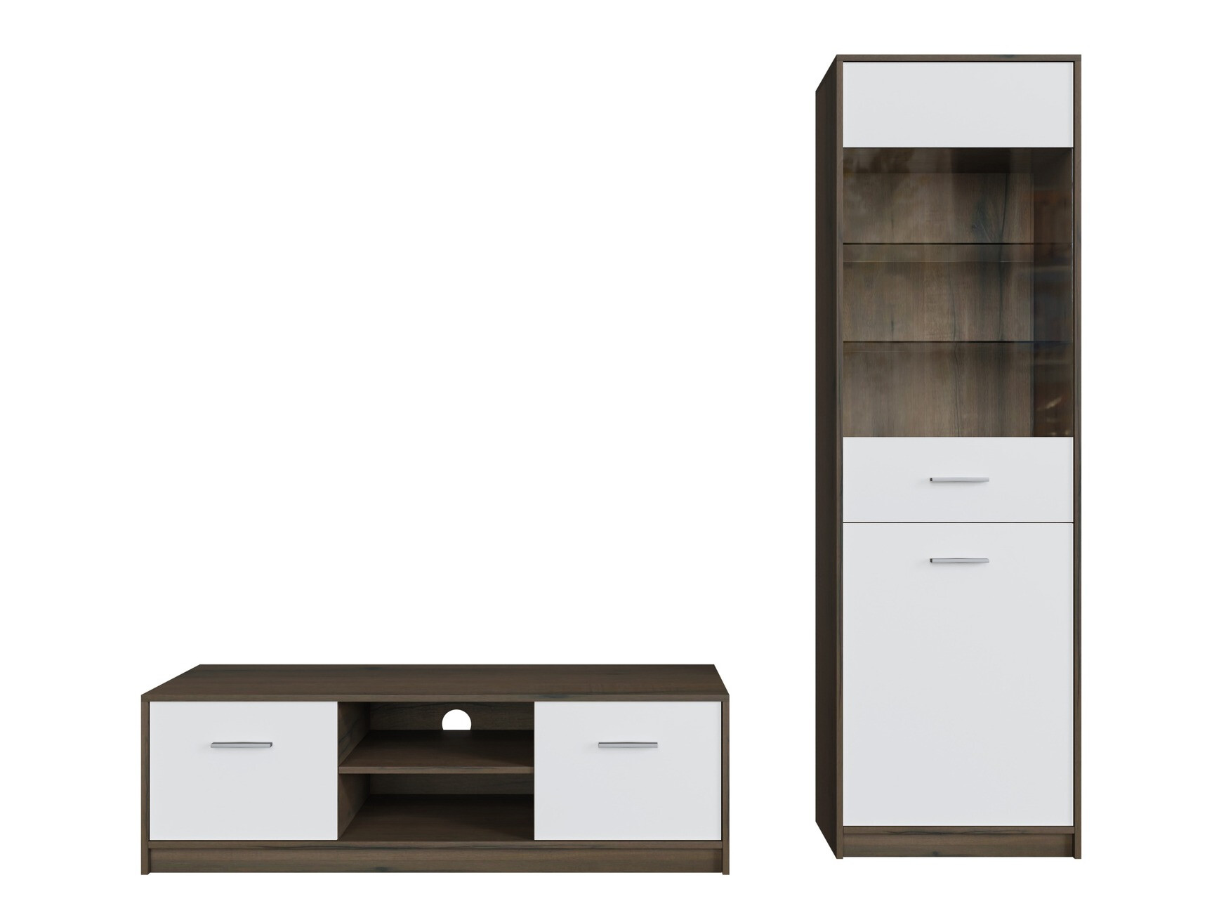 Nappali szett Novsore 161 (Sötét tölgy + Fehér)