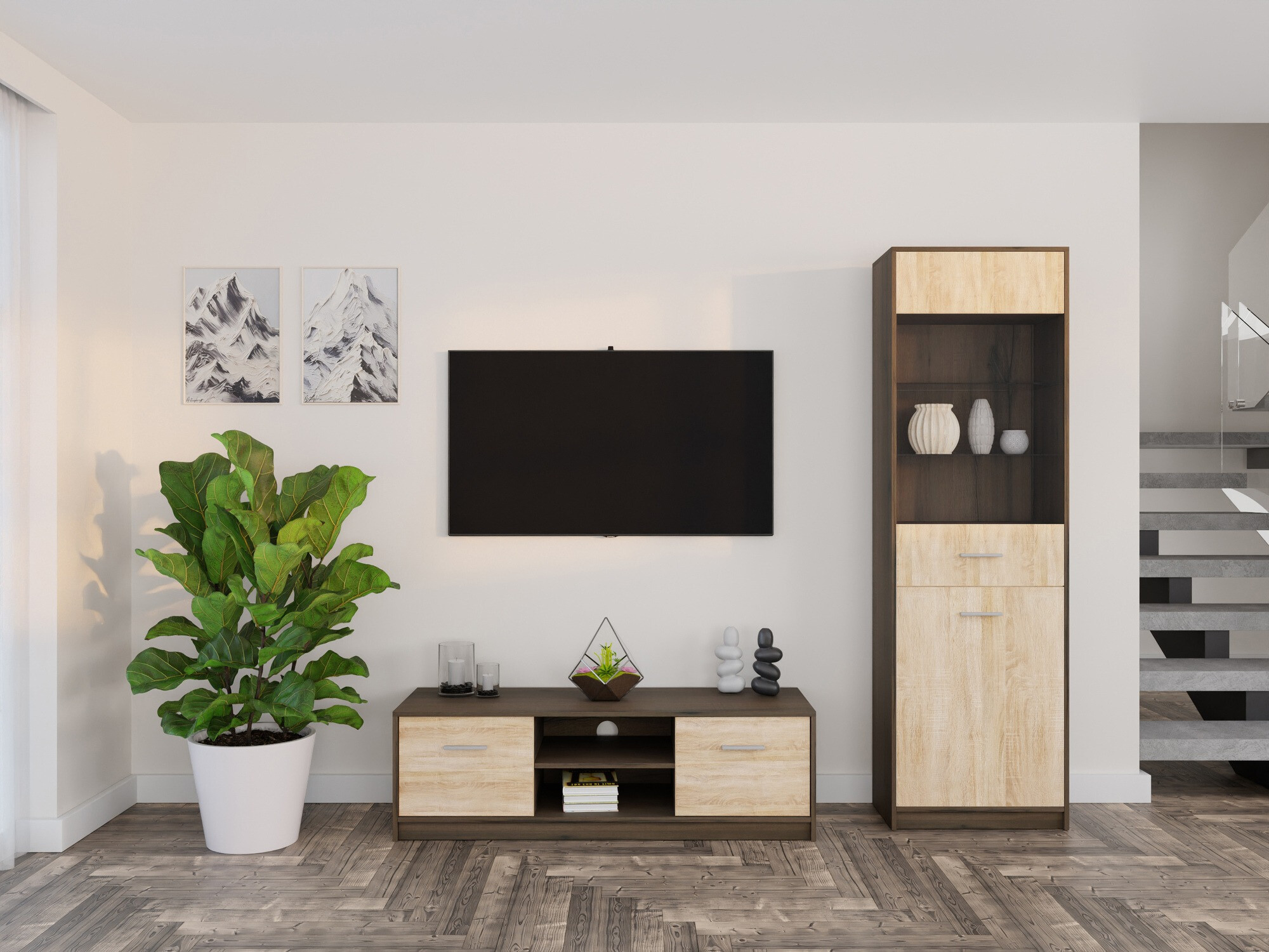 Nappali szett Novsore 161 (Sötét tölgy + Sonoma tölgy)