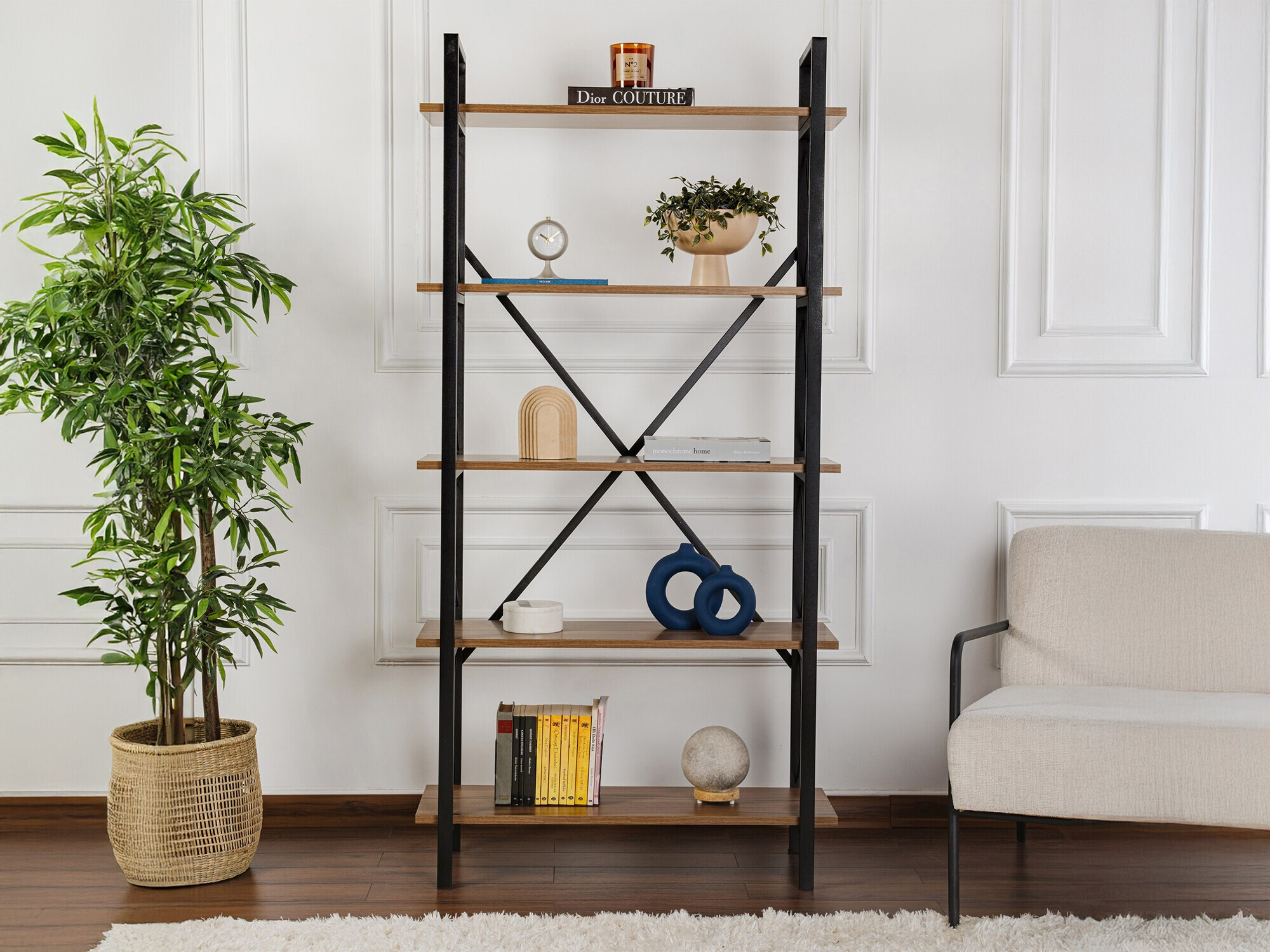 Könyvespolc Novato 115 (Dió + Fekete)