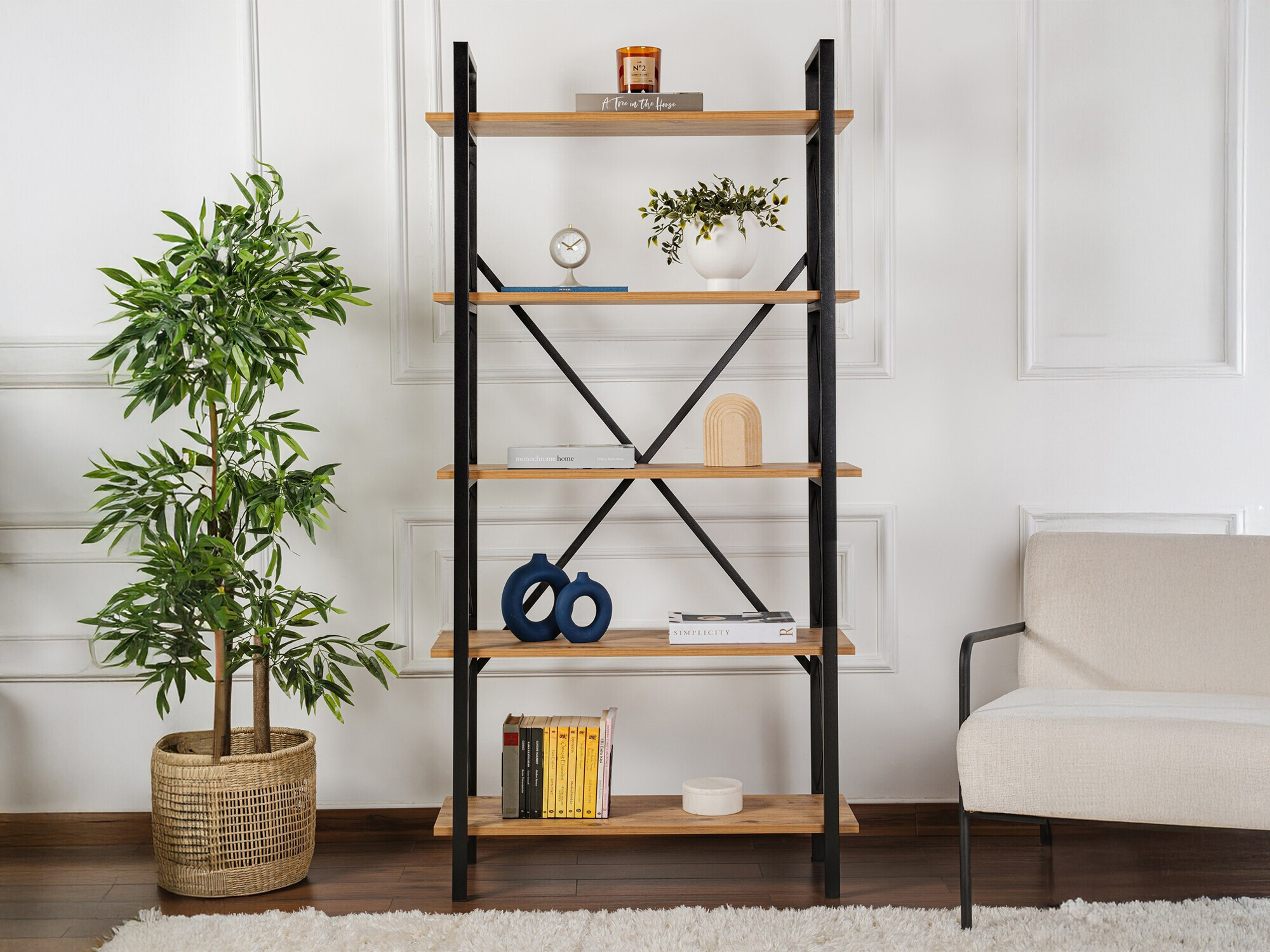 Könyvespolc Novato 115 (Fenyő + Fekete)