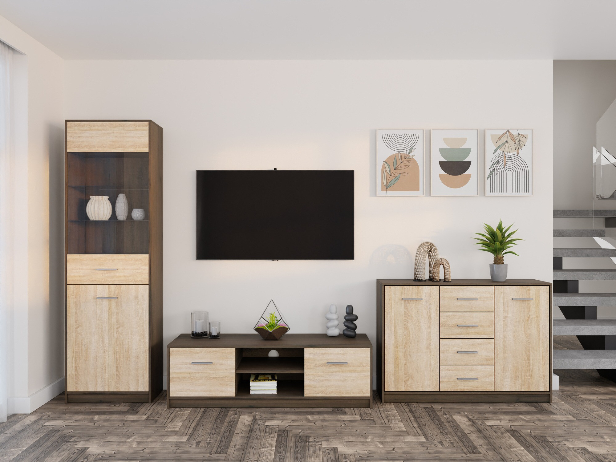 Nappali szett Novsore 162 (Sötét tölgy + Sonoma tölgy)