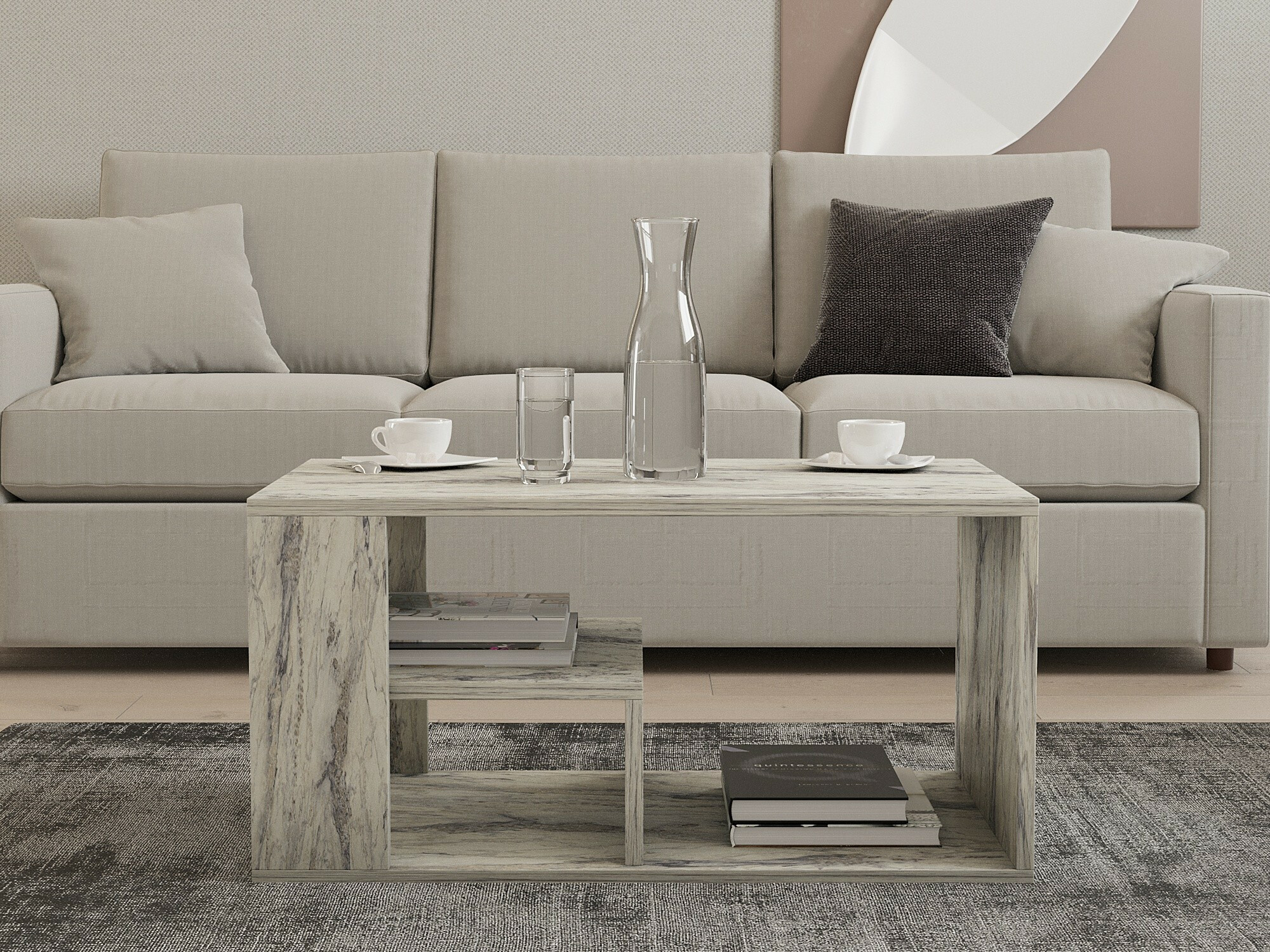 Dohányzóasztal Kailua 2435 (Fehér márvány)