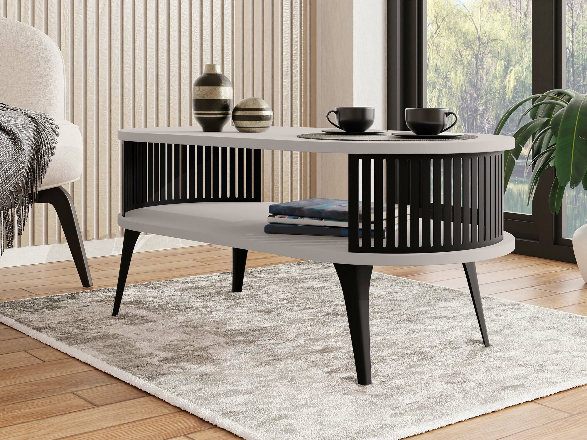 Dohányzóasztal Sordore 105 (Fekete + Kasmír)