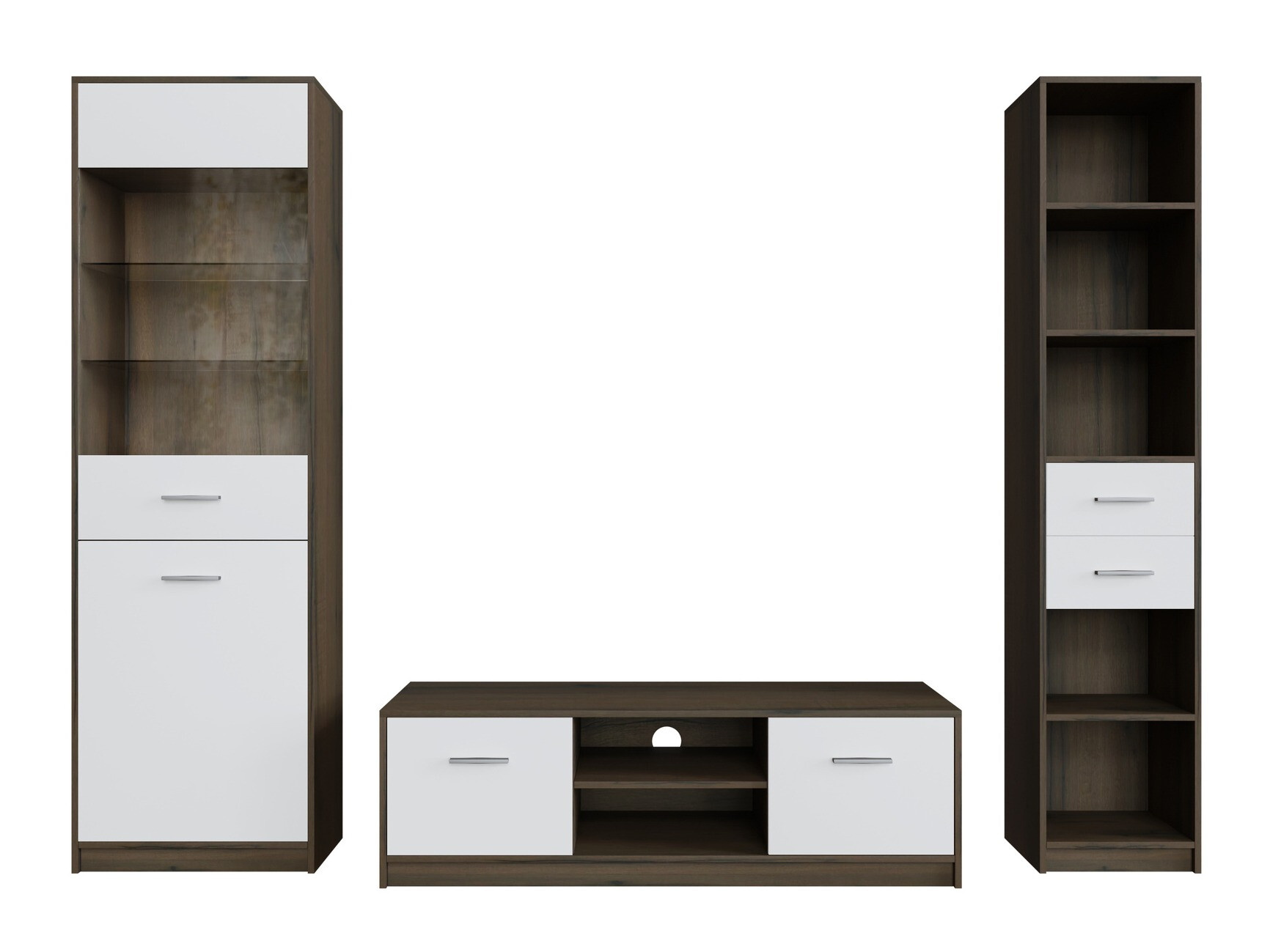 Nappali szett Novsore 163 (Sötét tölgy + Fehér)