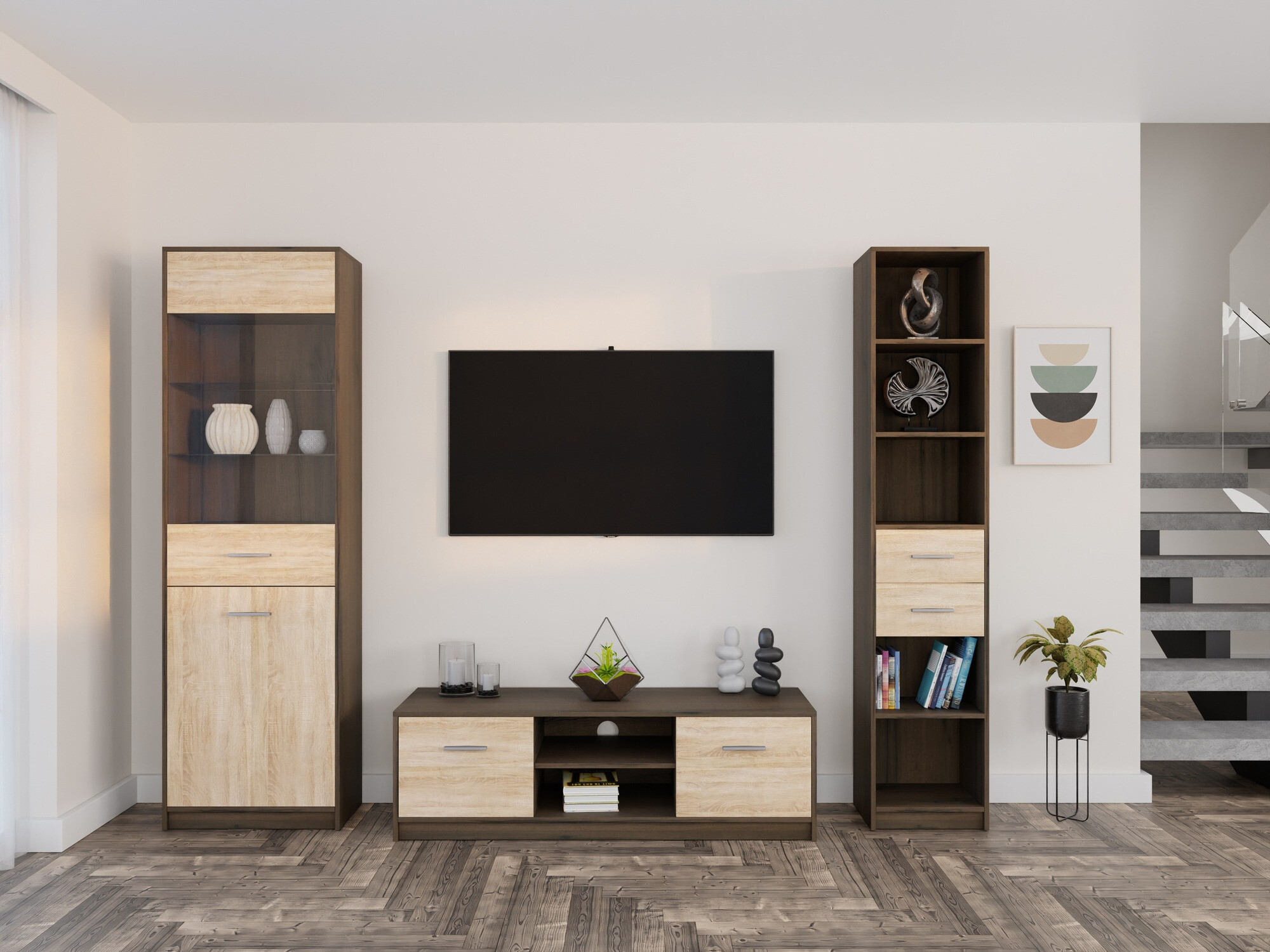 Nappali szett Novsore 163 (Sötét tölgy + Sonoma tölgy)