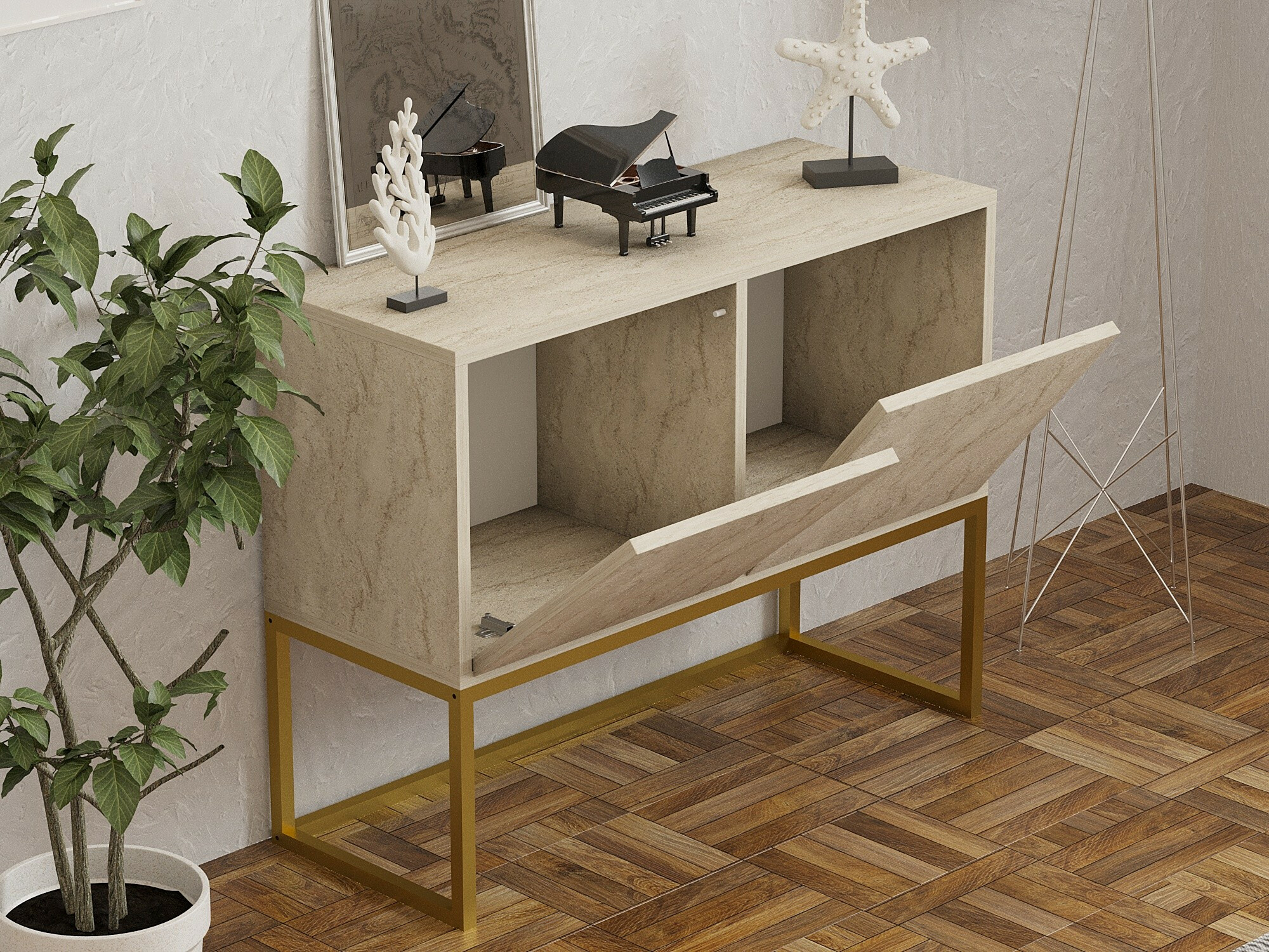 Szekrény Kailua 2440 (Könnyű travertin)