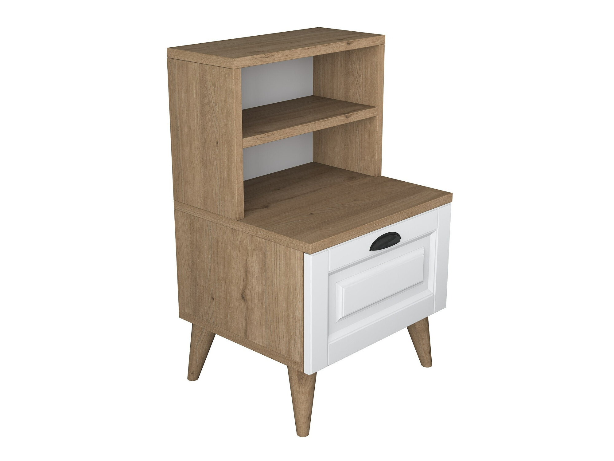 Éjjeliszekrény Kailua 1531 (Világos fa + Fehér)