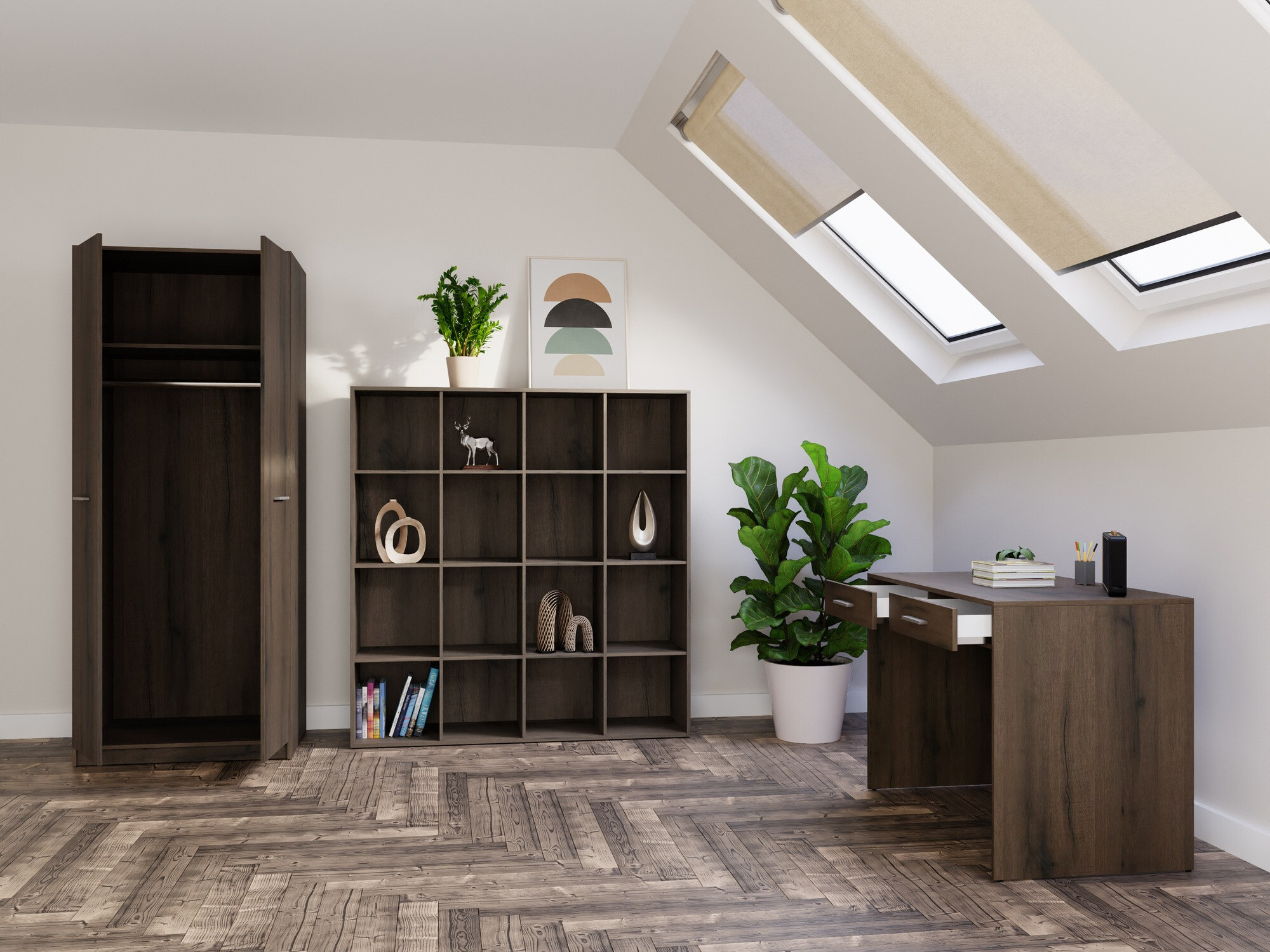 Otthoni iroda készlet Novsore 166 (Sötét tölgy)