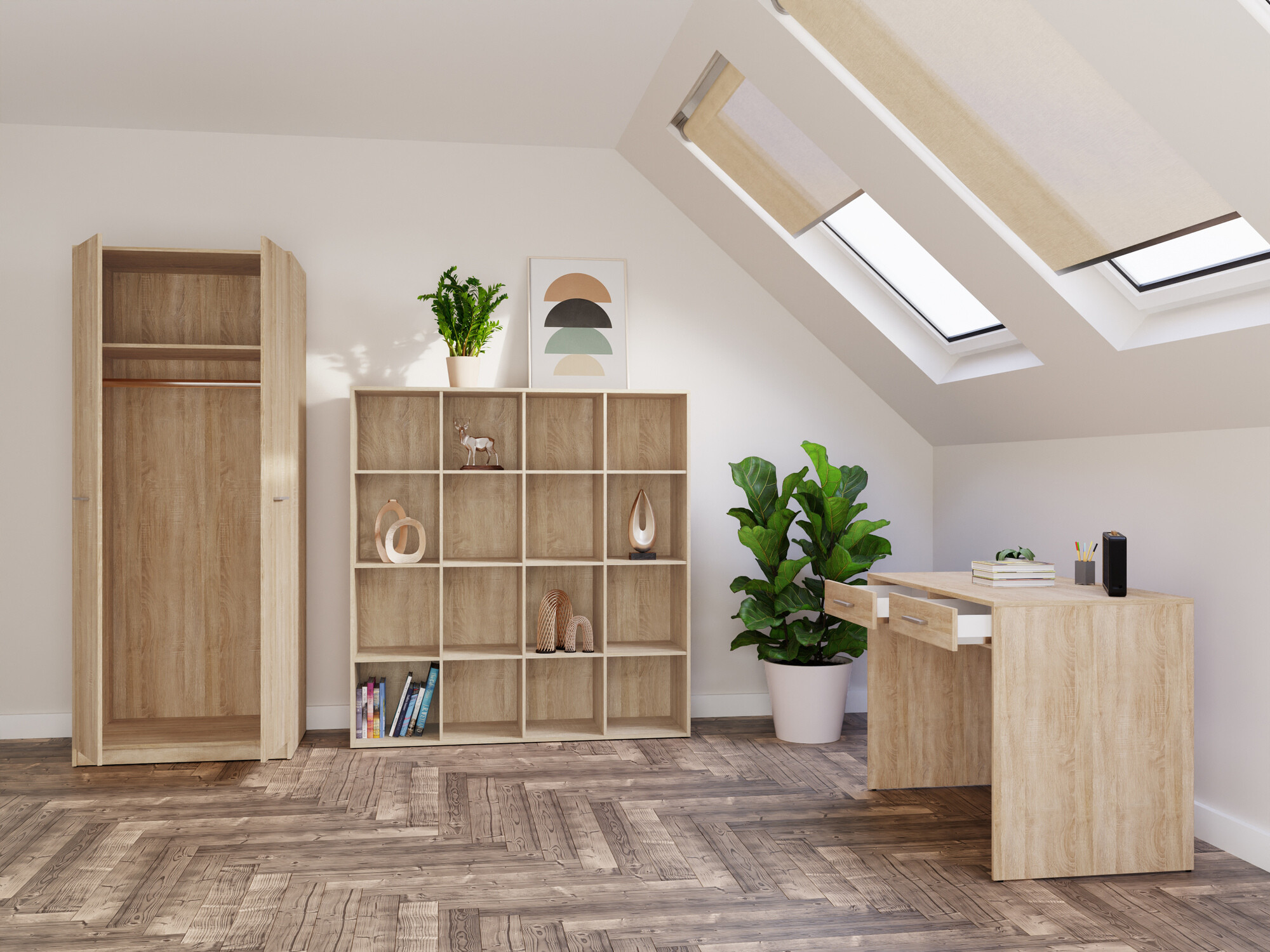 Otthoni iroda készlet Novsore 166 (Sonoma tölgy)