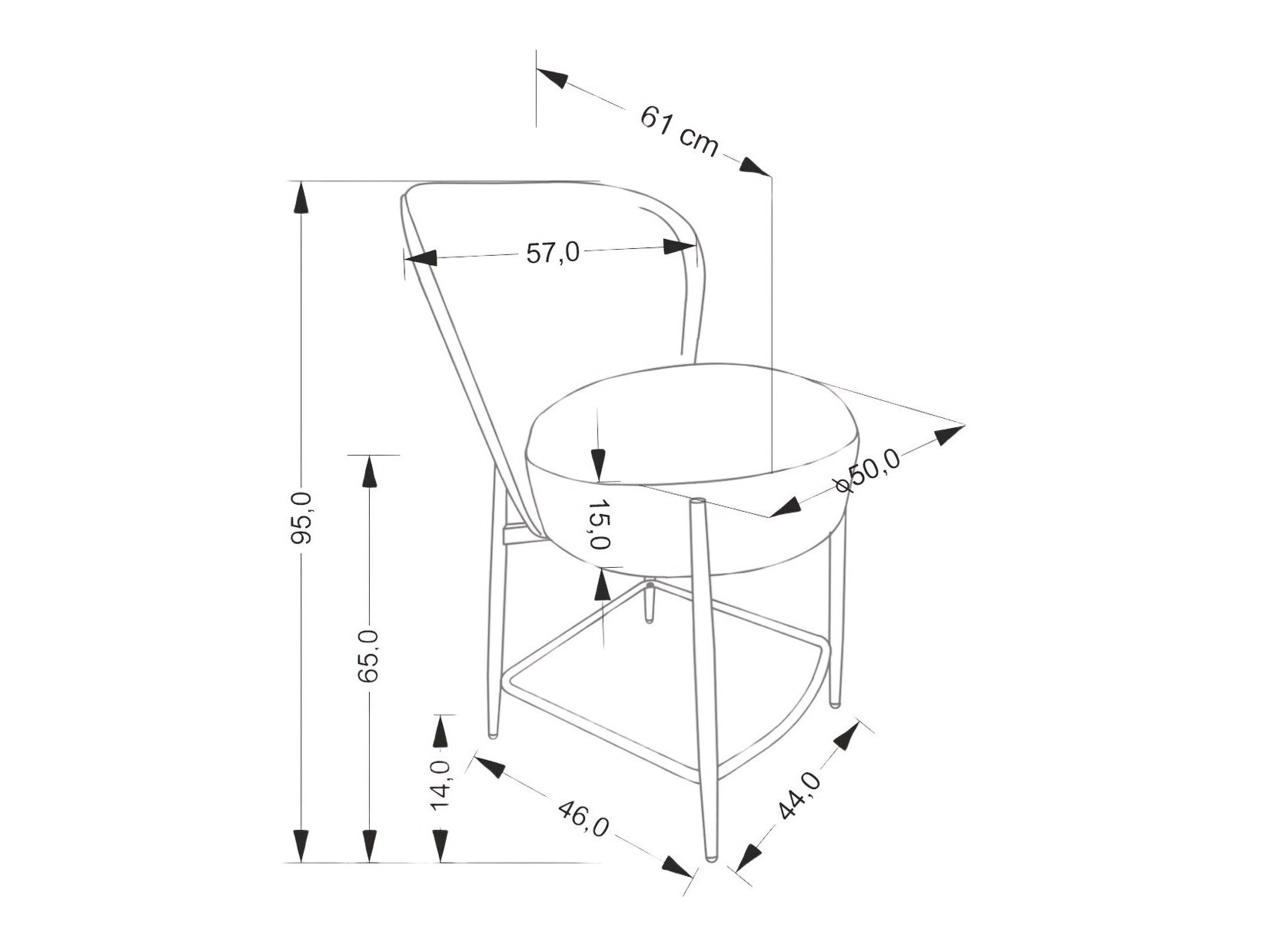 Alacsony bárszék Houston 1919 (Szürke)