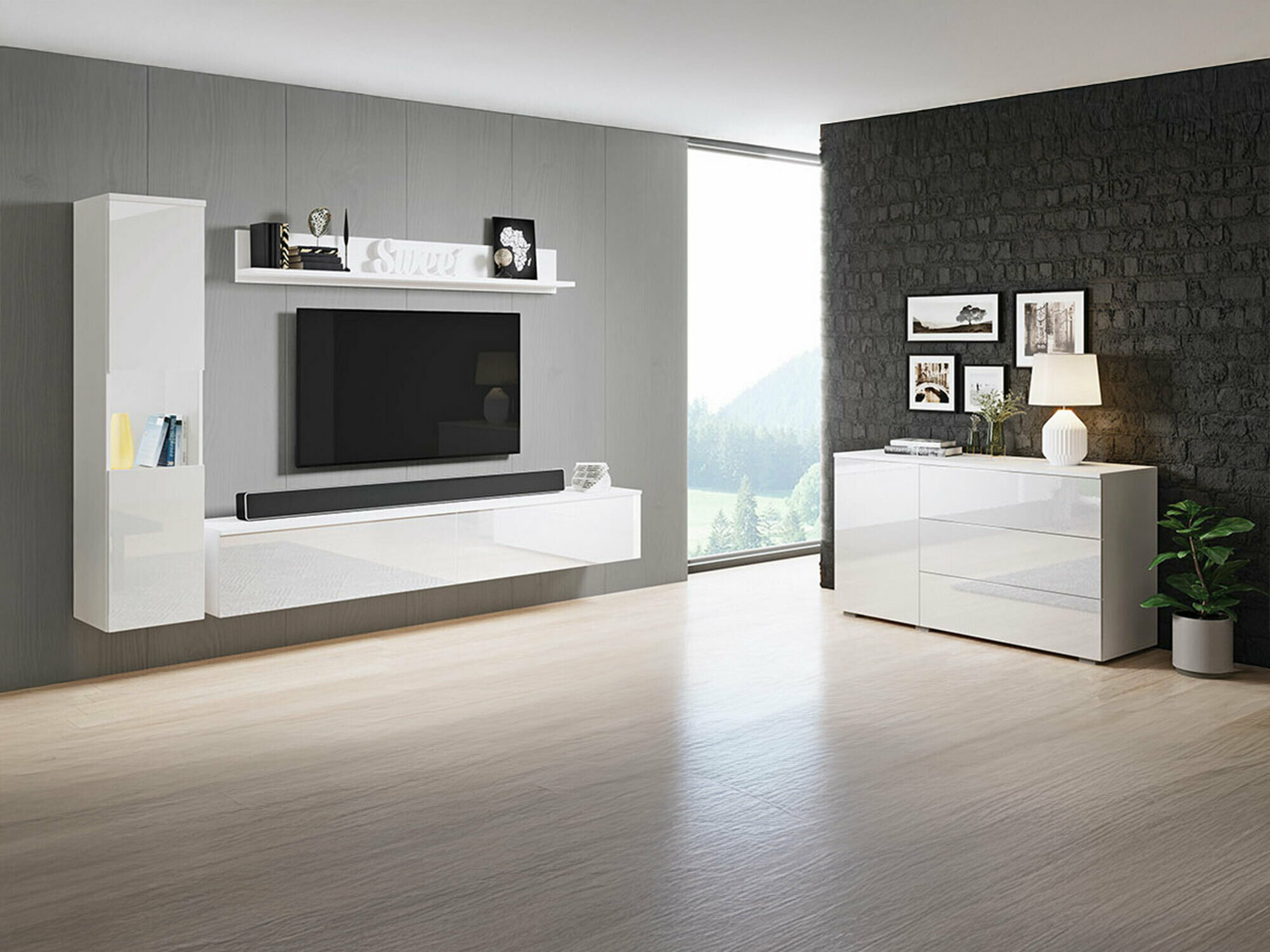 Nappali szett Sarasota 132 (Fehér + Fényes fehér)