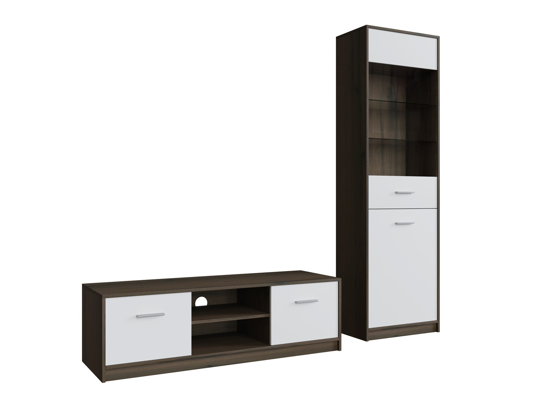 Nappali szett Novsore 161 (Sötét tölgy + Fehér)