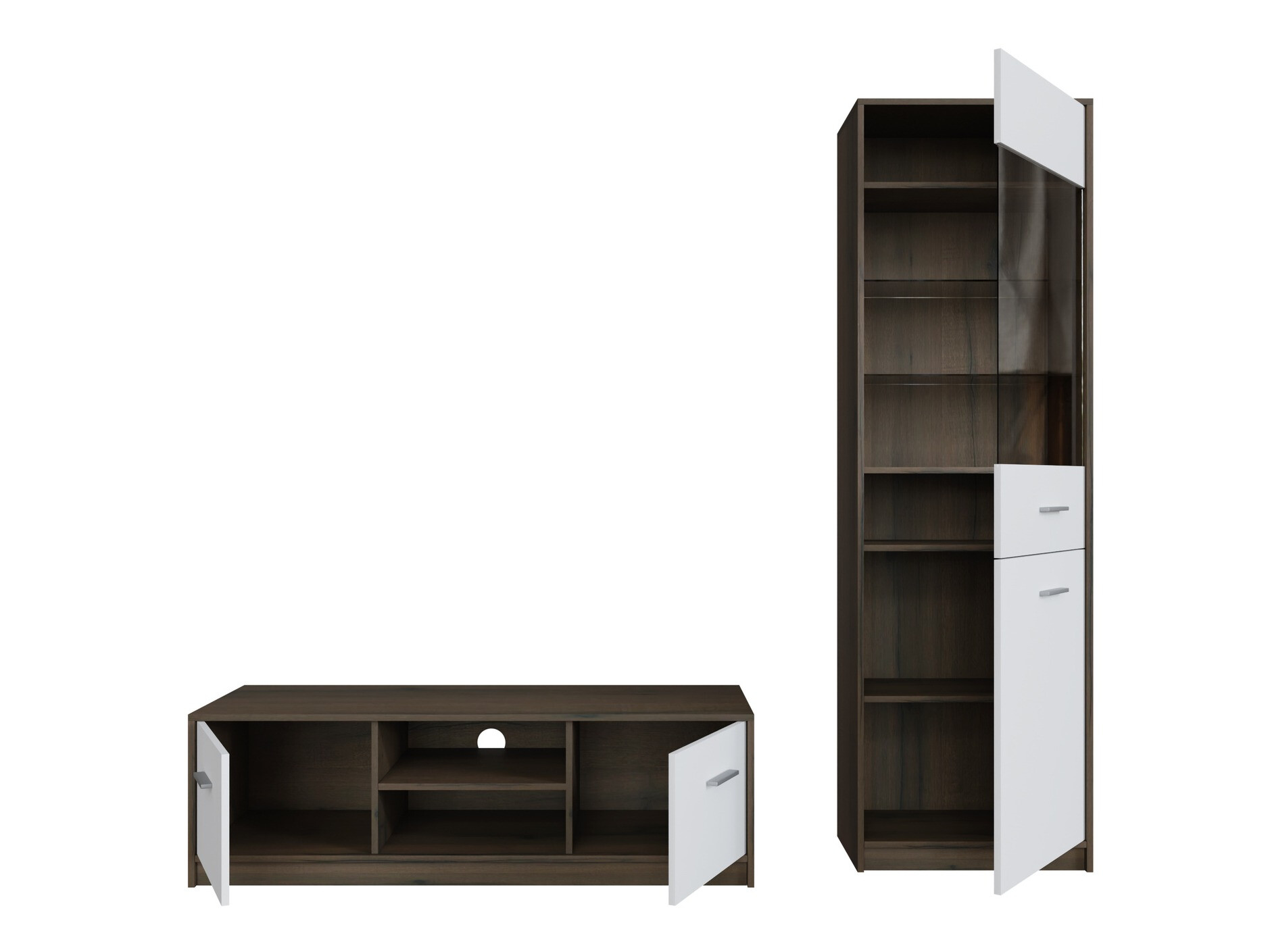 Nappali szett Novsore 161 (Sötét tölgy + Fehér)