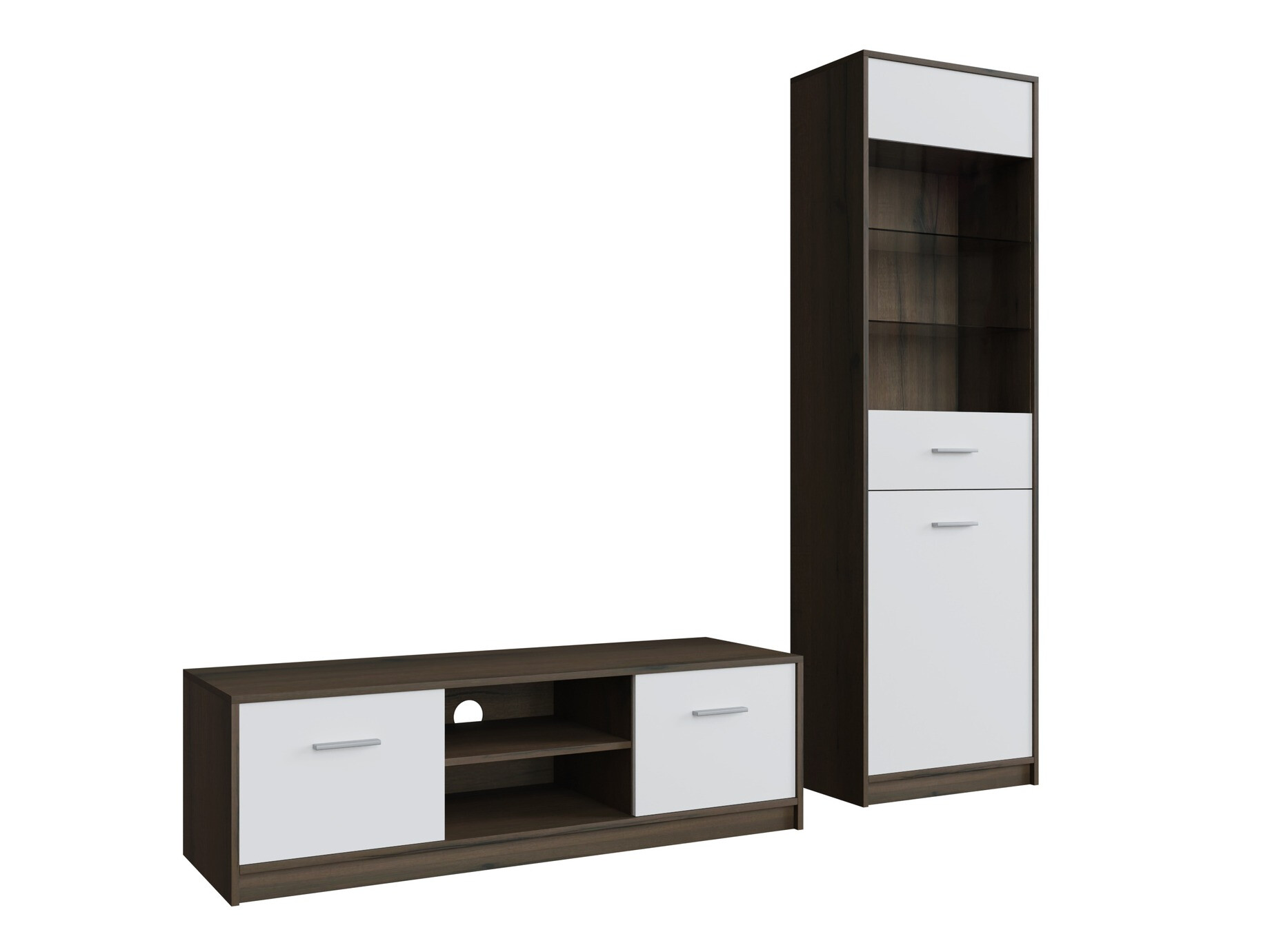 Nappali szett Novsore 161 (Sötét tölgy + Fehér)