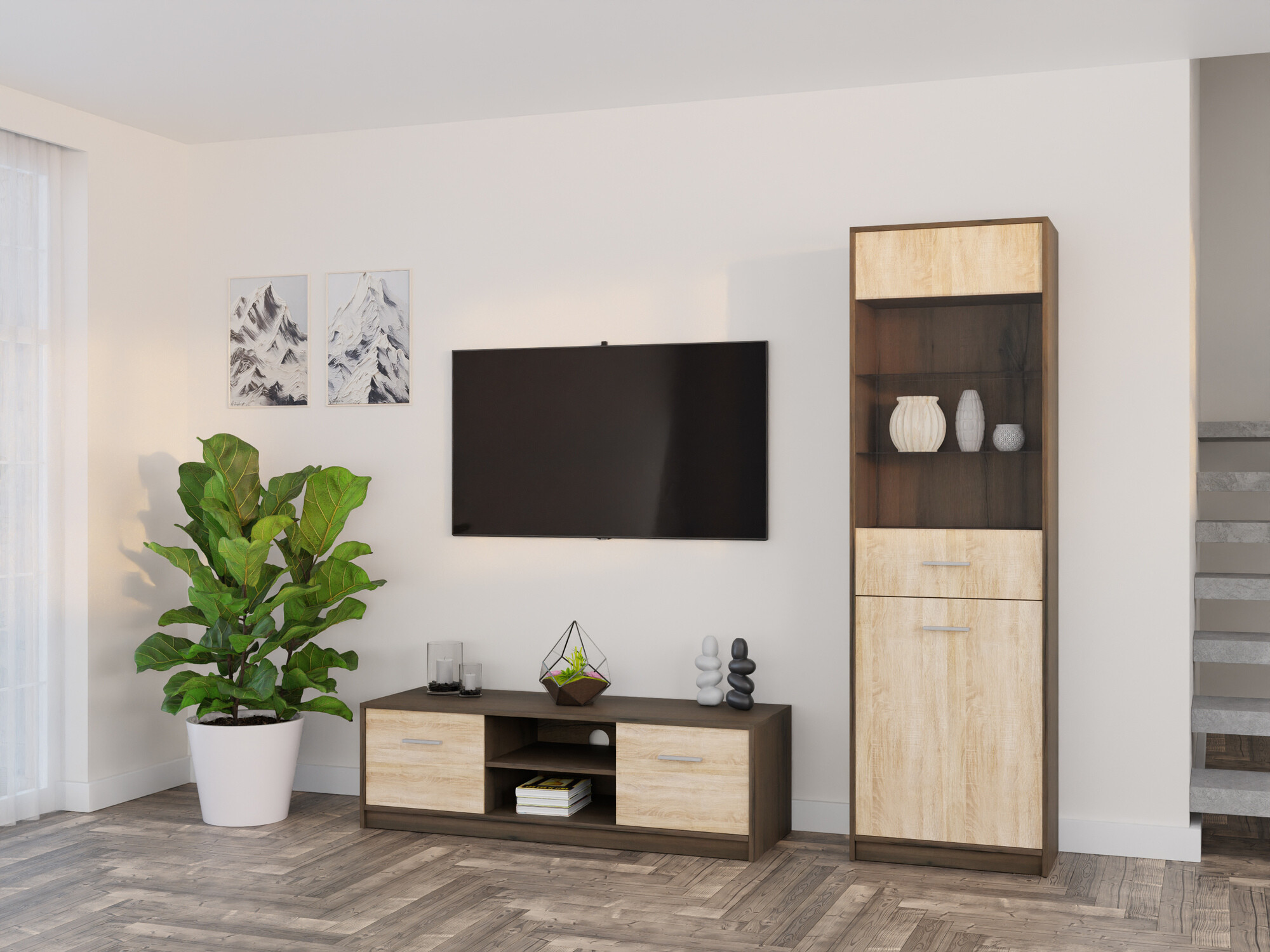 Nappali szett Novsore 161 (Sötét tölgy + Sonoma tölgy)