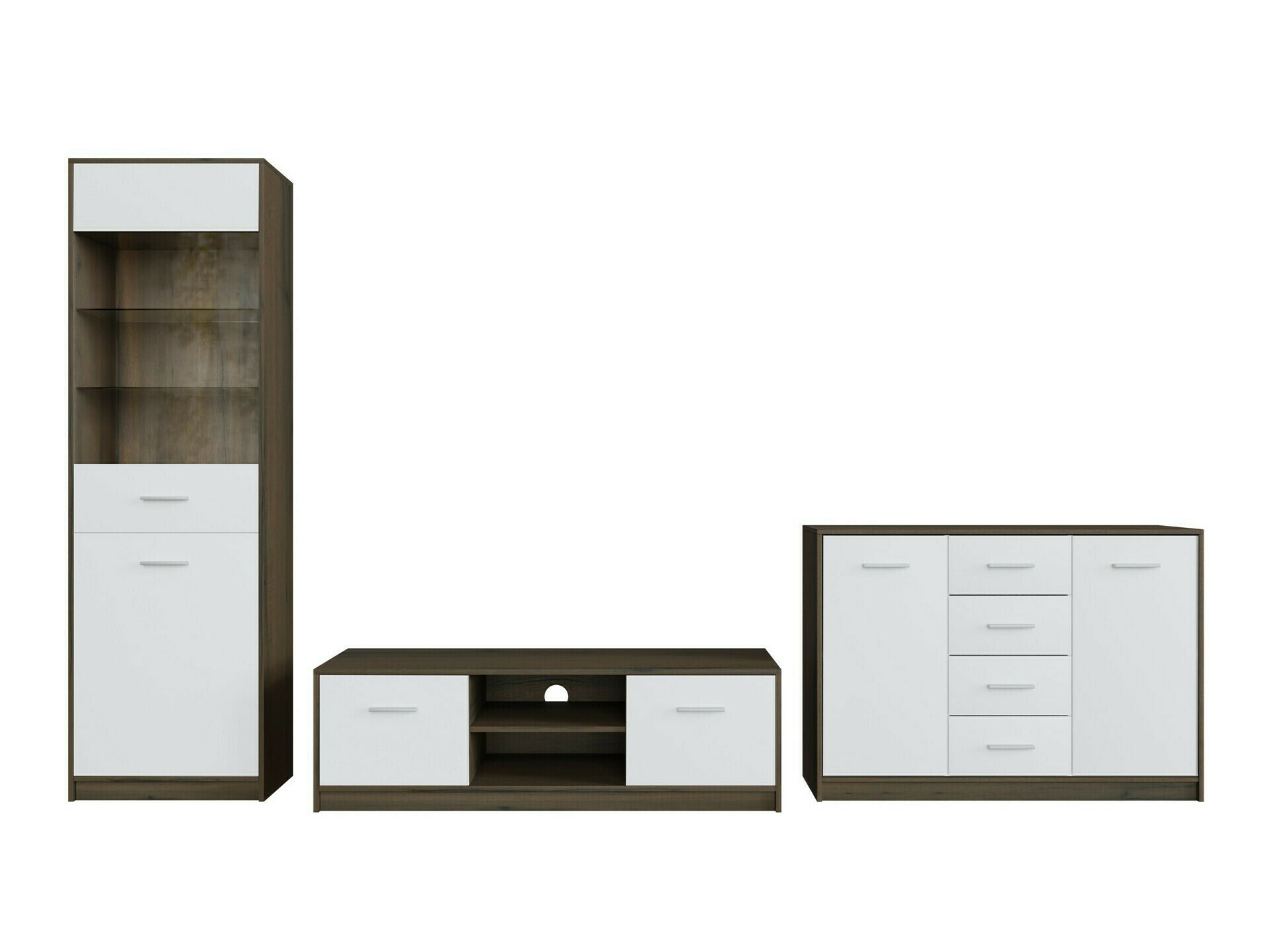 Nappali szett Novsore 162 (Sötét tölgy + Fehér)