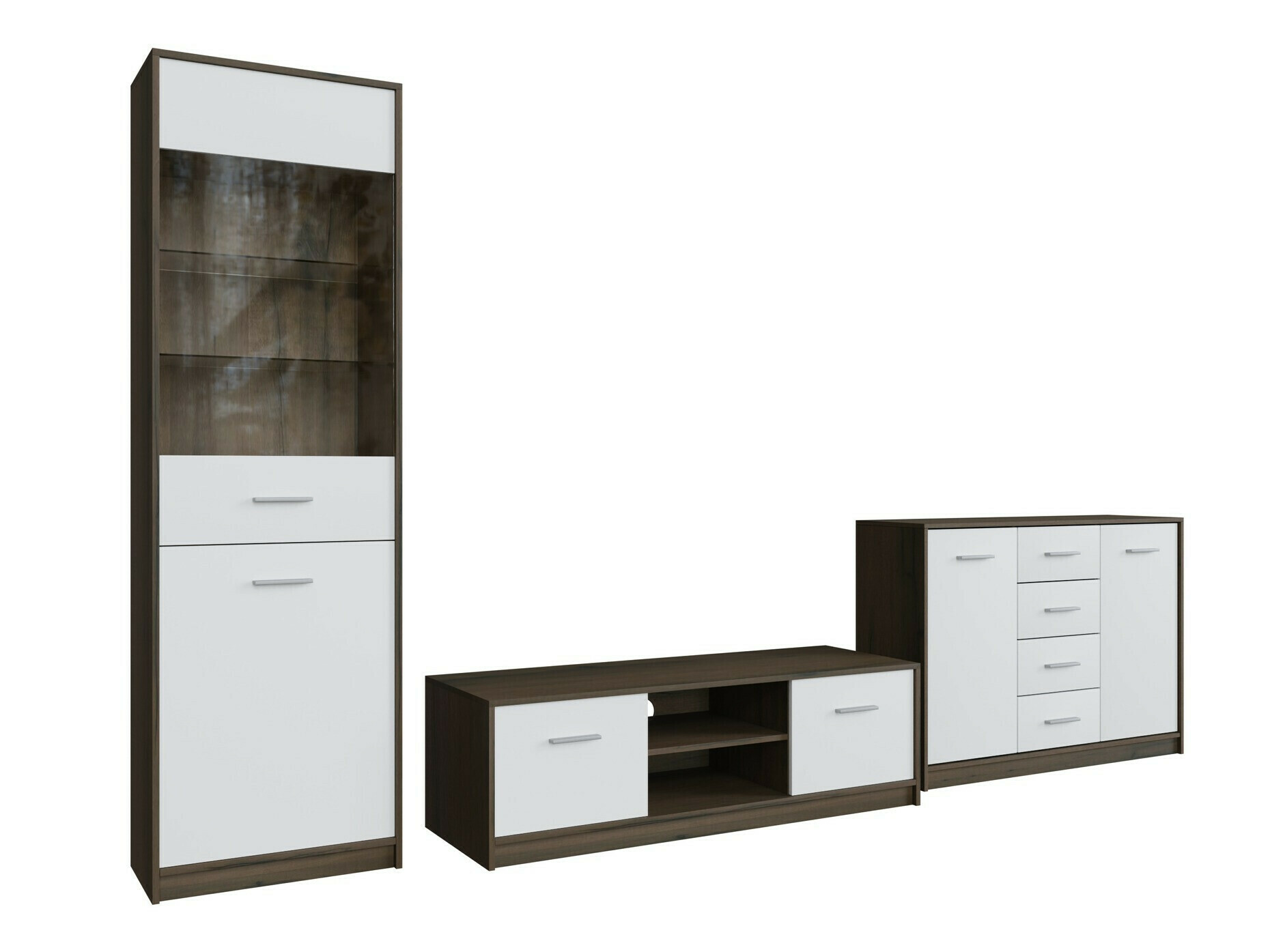 Nappali szett Novsore 162 (Sötét tölgy + Fehér)