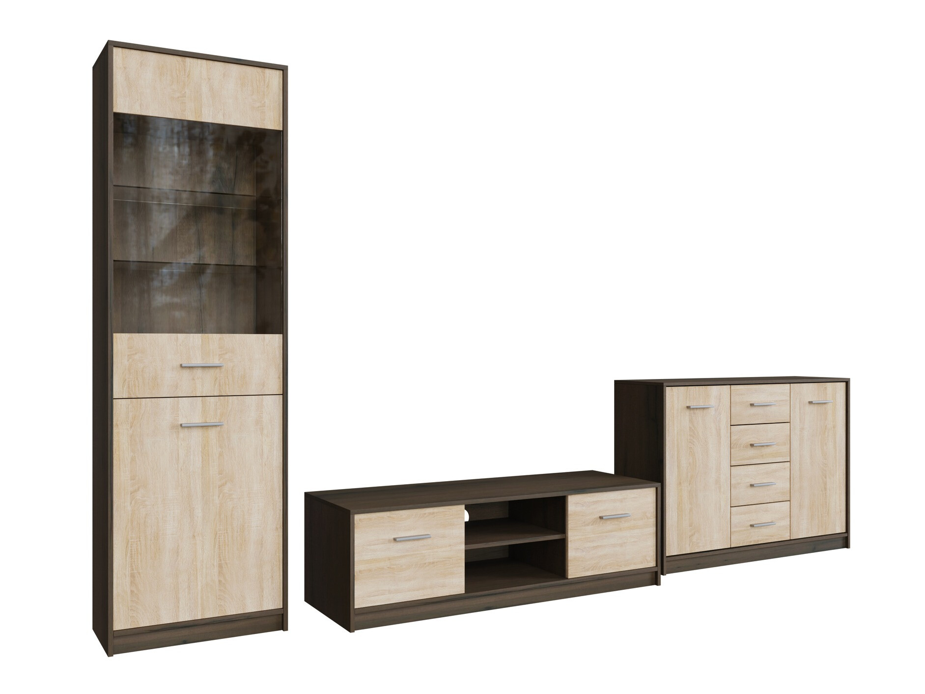 Nappali szett Novsore 162 (Sötét tölgy + Sonoma tölgy)