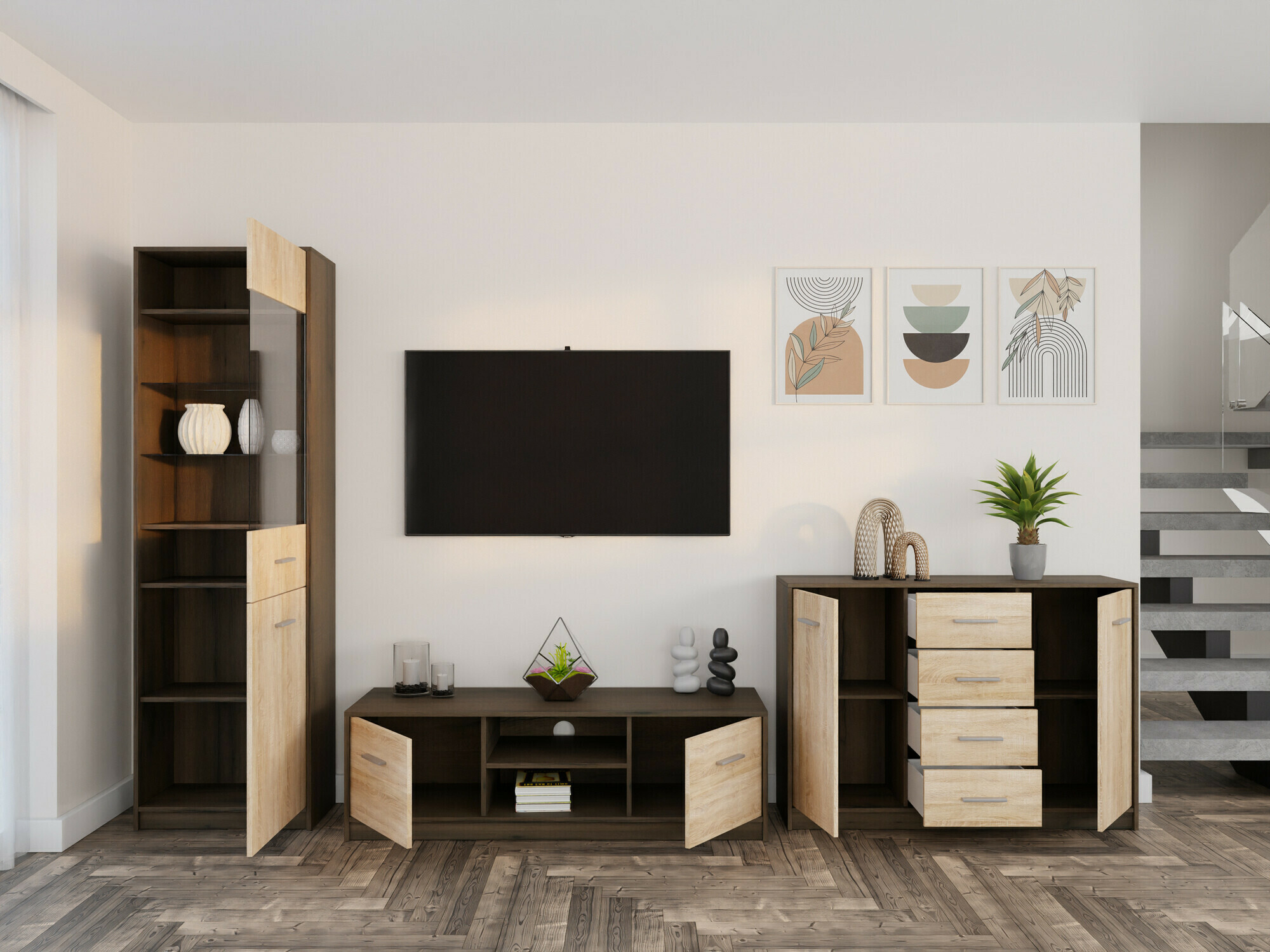 Nappali szett Novsore 162 (Sötét tölgy + Sonoma tölgy)