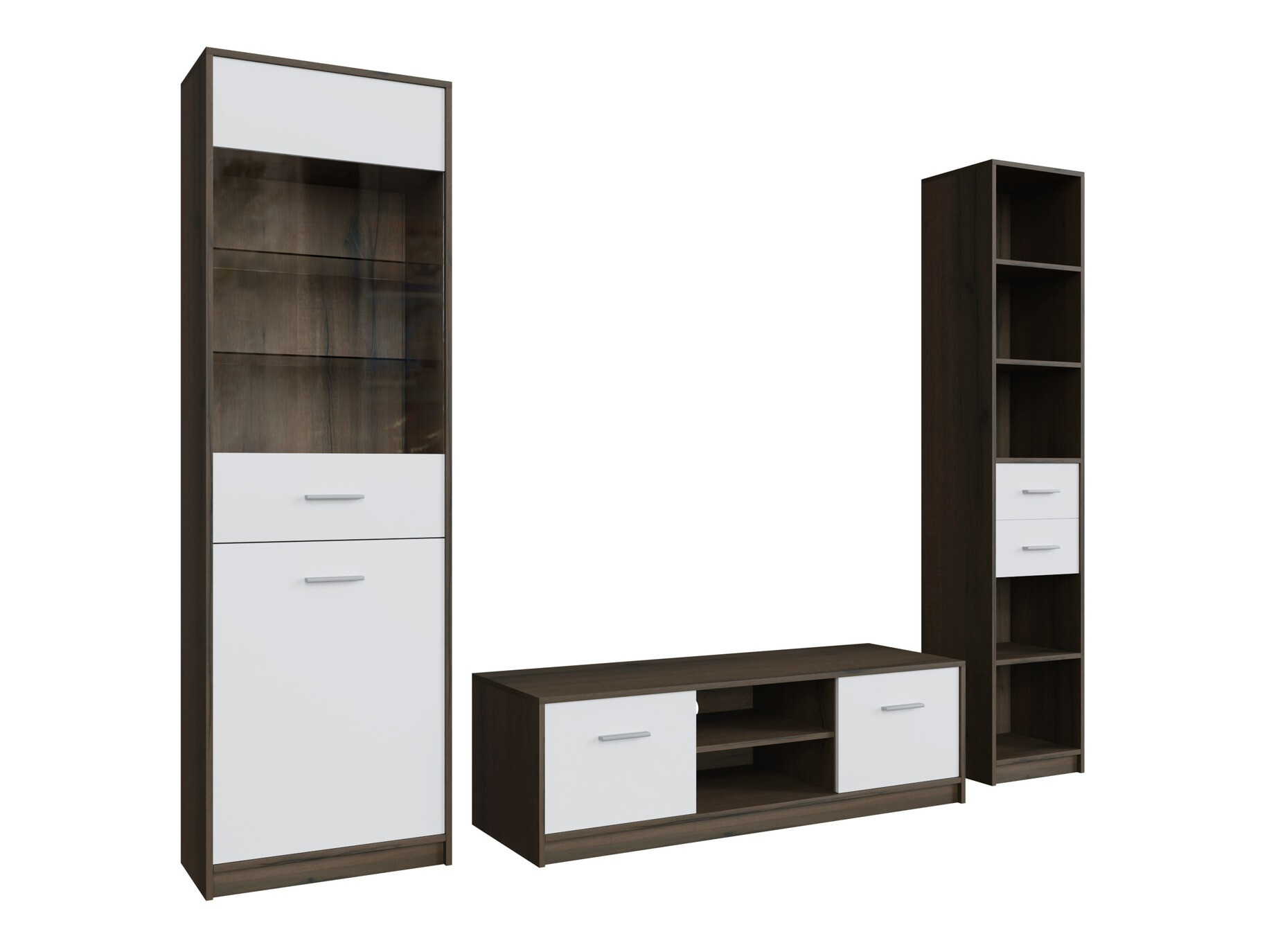 Nappali szett Novsore 163 (Sötét tölgy + Fehér)