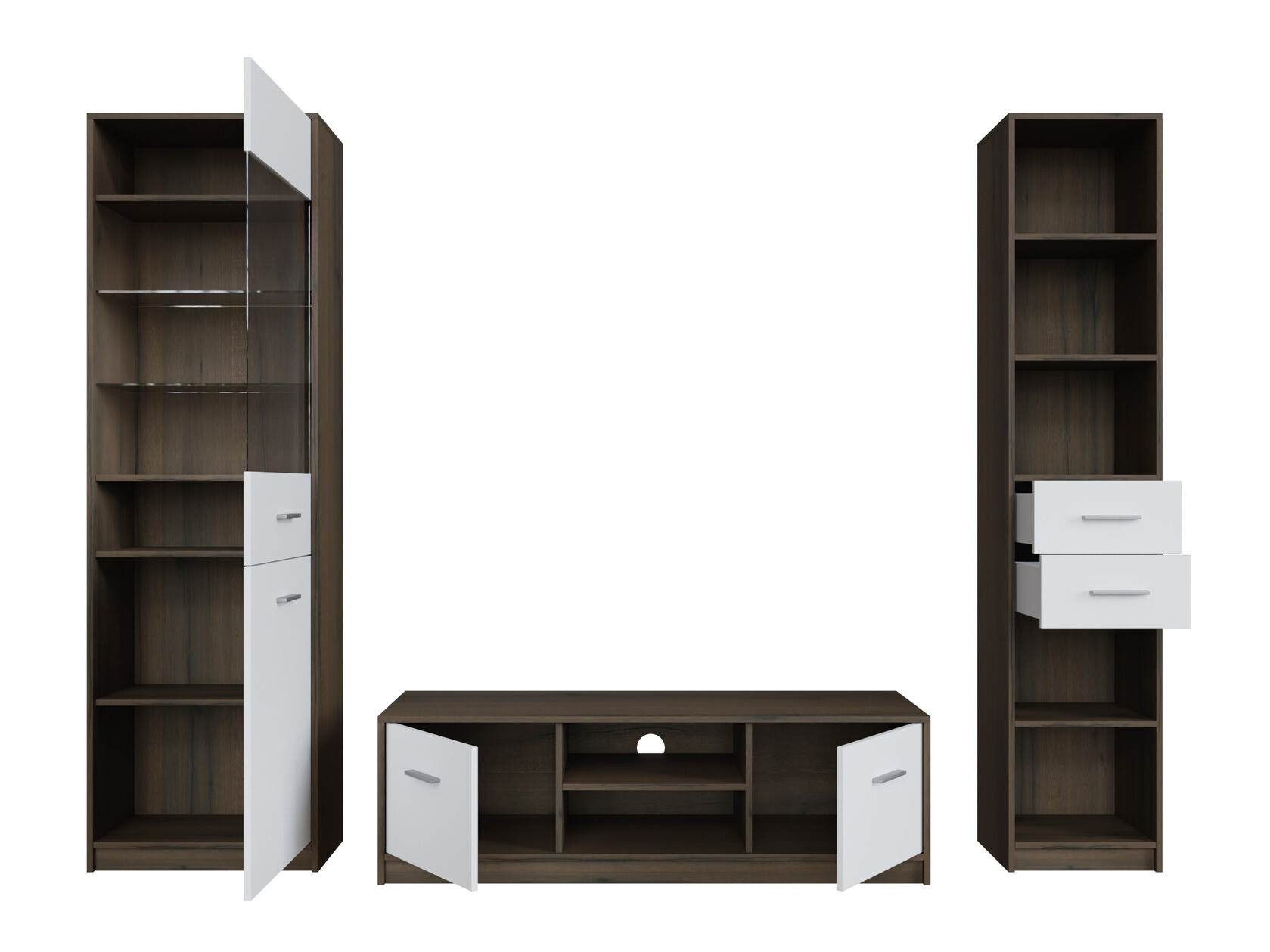 Nappali szett Novsore 163 (Sötét tölgy + Fehér)