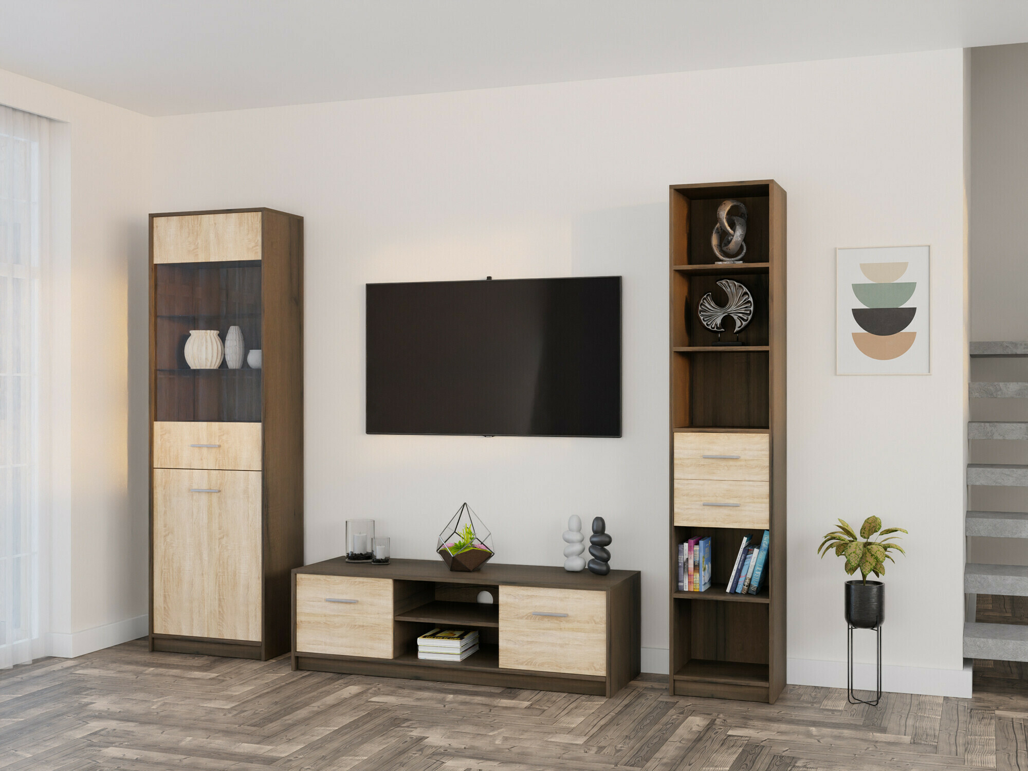 Nappali szett Novsore 163 (Sötét tölgy + Sonoma tölgy)