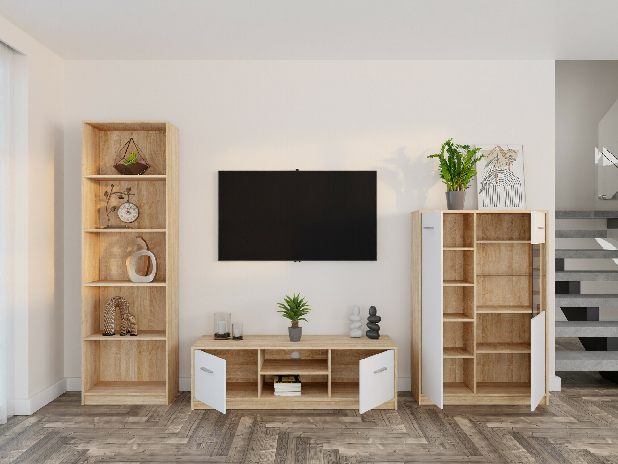 Nappali szett Novsore 164 (Sonoma tölgy + Fehér)