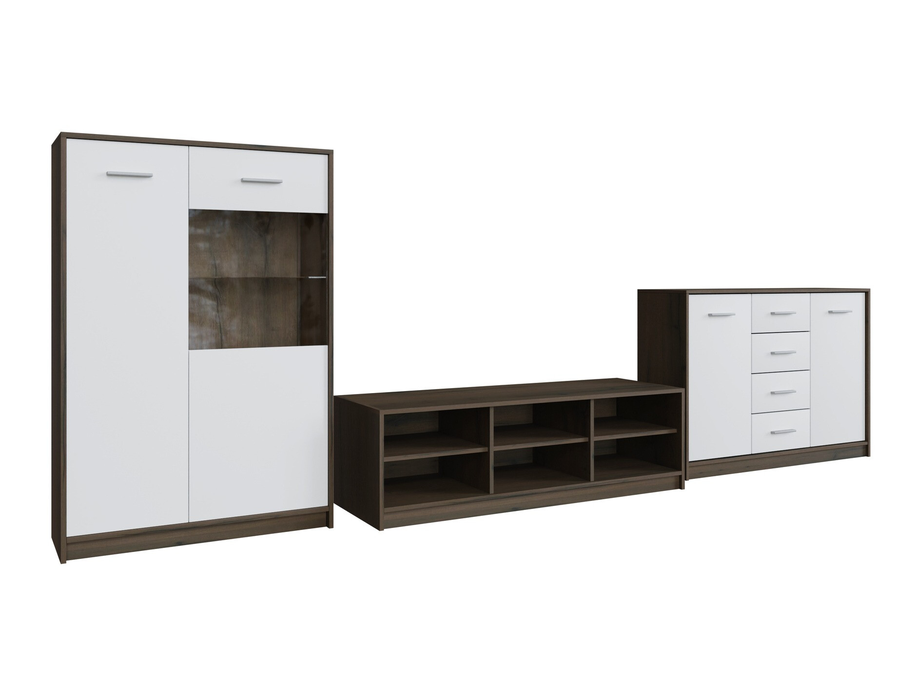 Nappali szett Novsore 165 (Sötét tölgy + Fehér)