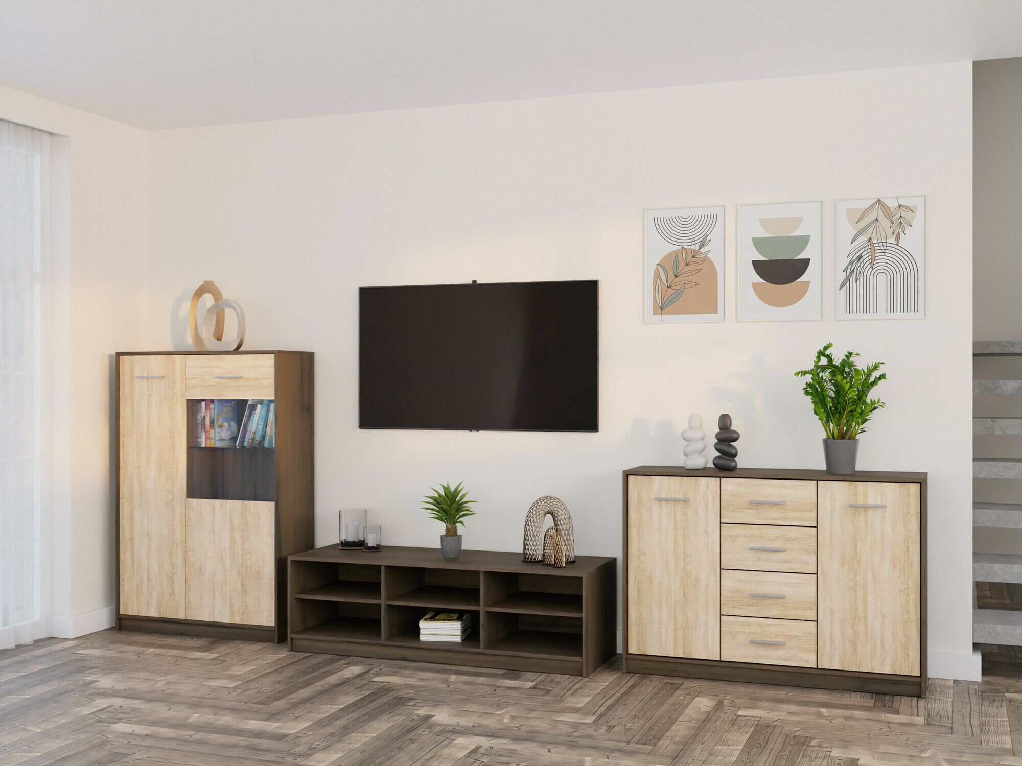 Nappali szett Novsore 165 (Sötét tölgy + Sonoma tölgy)