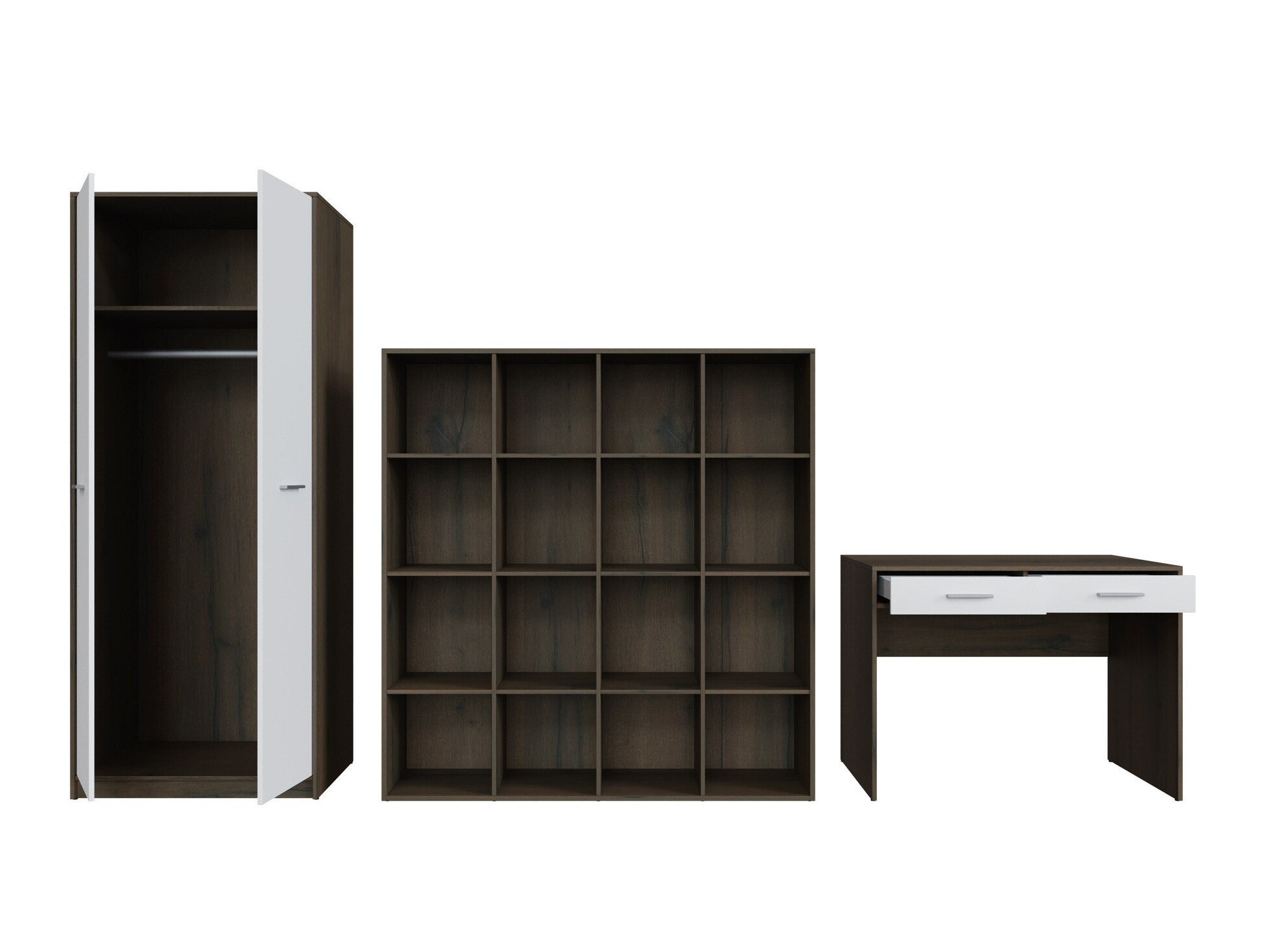 Otthoni iroda készlet Novsore 166 (Sötét tölgy + Fehér)