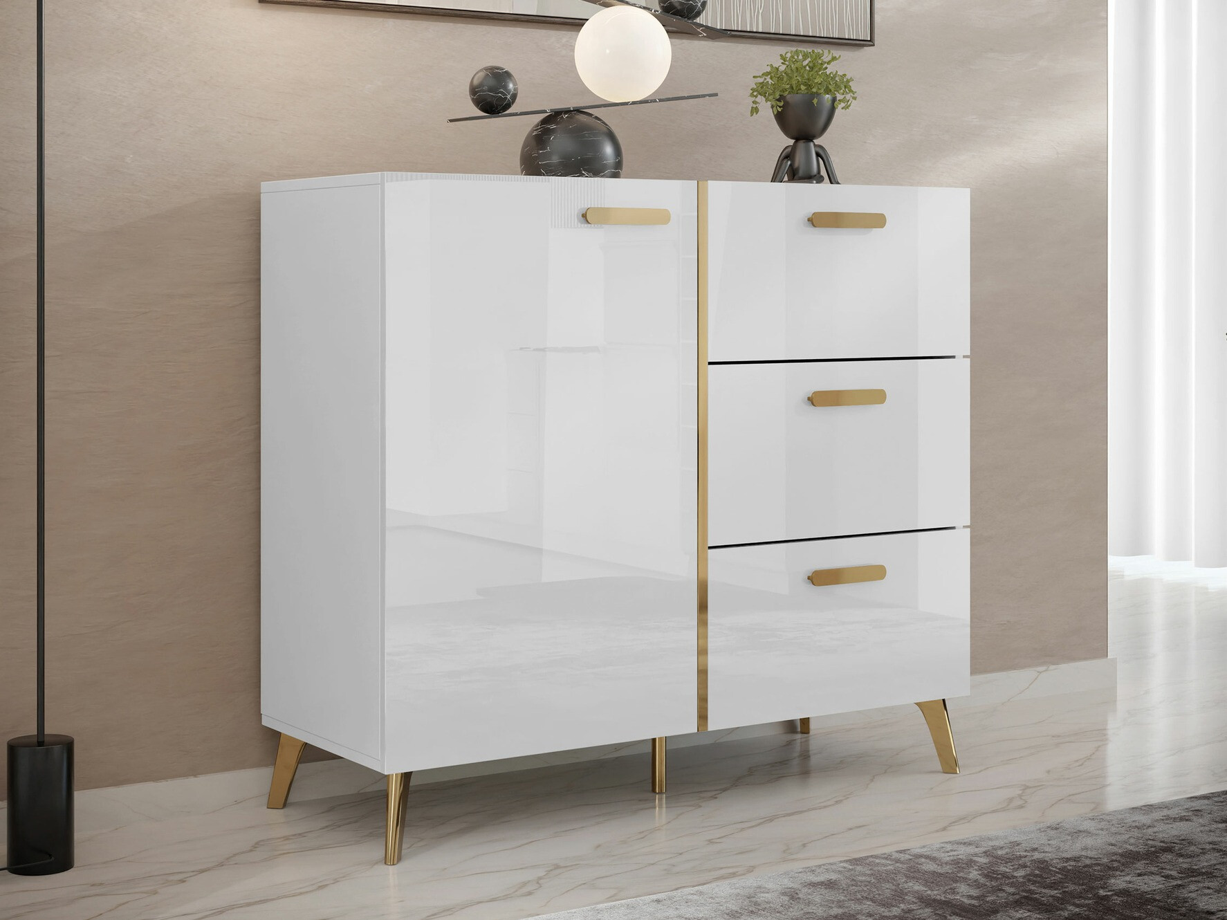 Komód Comfivo Teslomo 108 (Fehér + Fényes fehér)