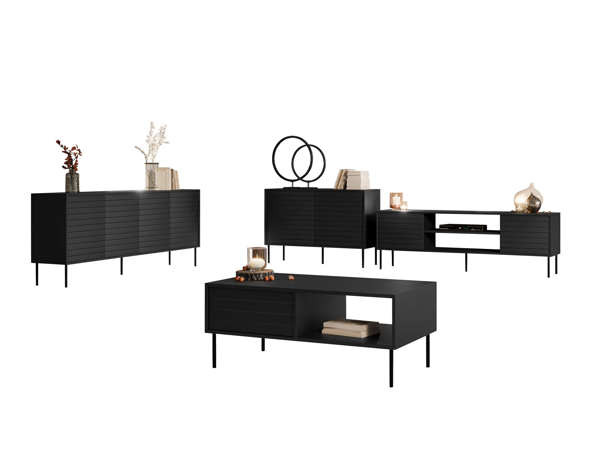 Nappali szett Flosoru 110 (Fekete)