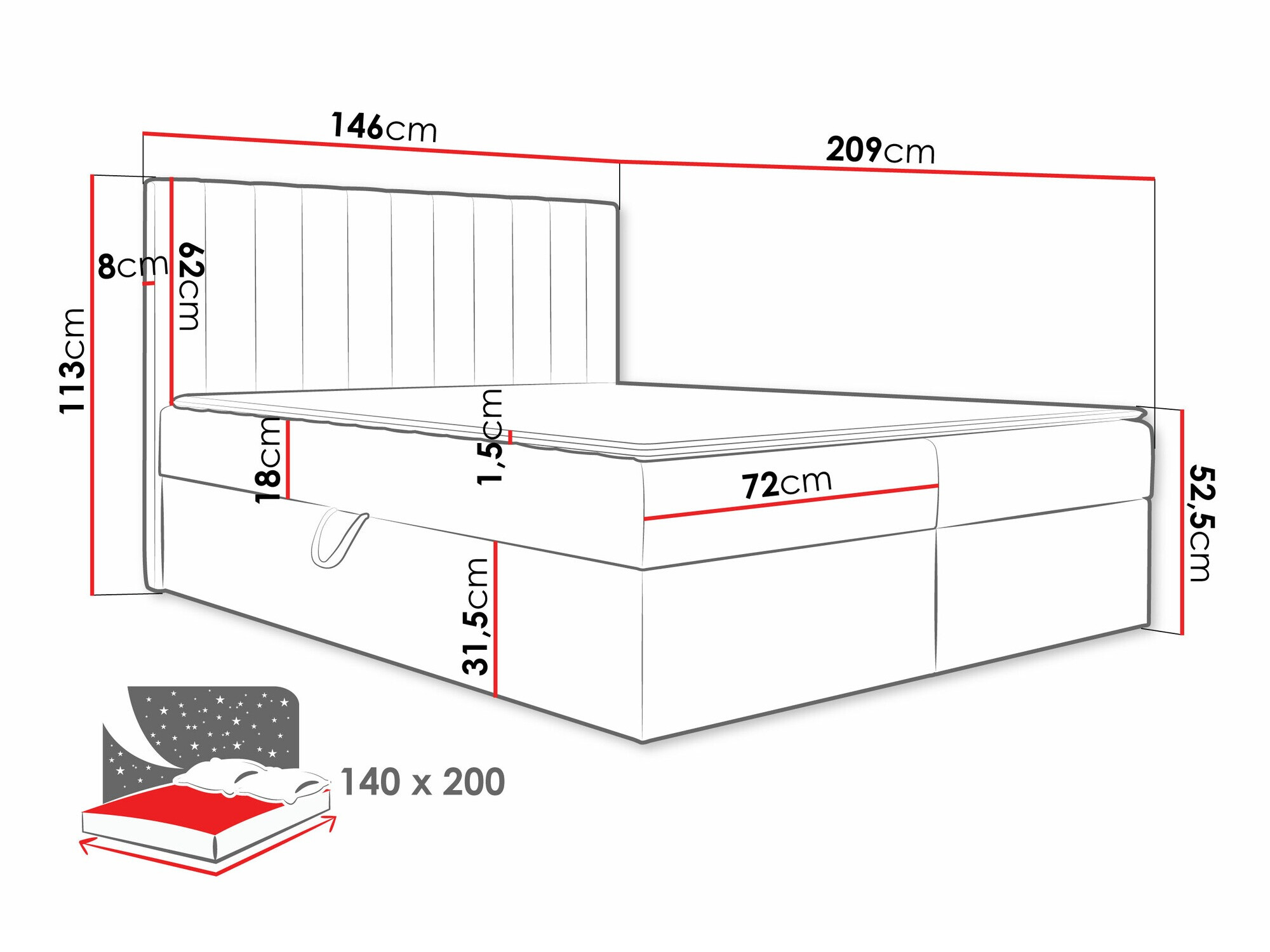 Kontinentális ágy Garland 100 (Lima 14)